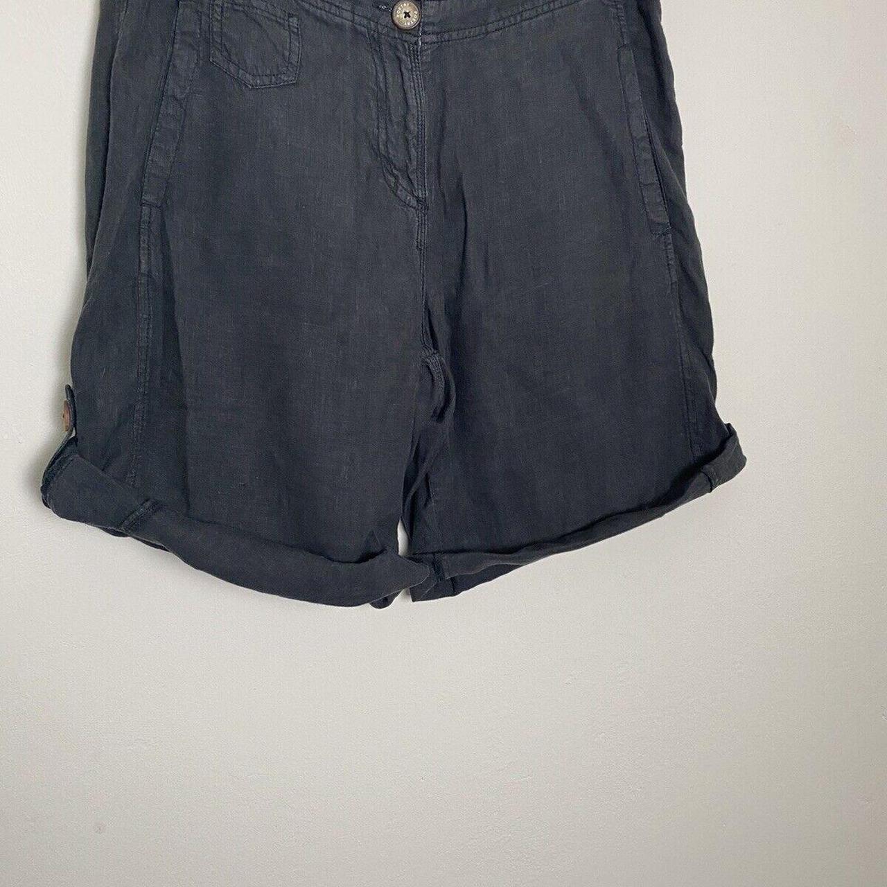 POETRY UK 12 Button Detail Linen Shorts Grey Depop