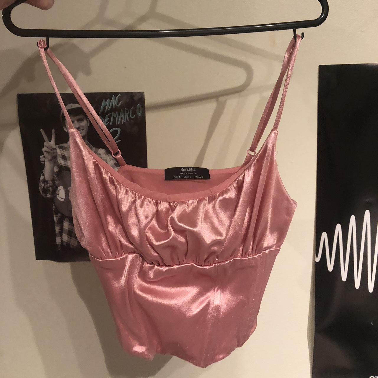 Bershka Pink Satin Corset Crop Top Size S Sells For Depop 0893