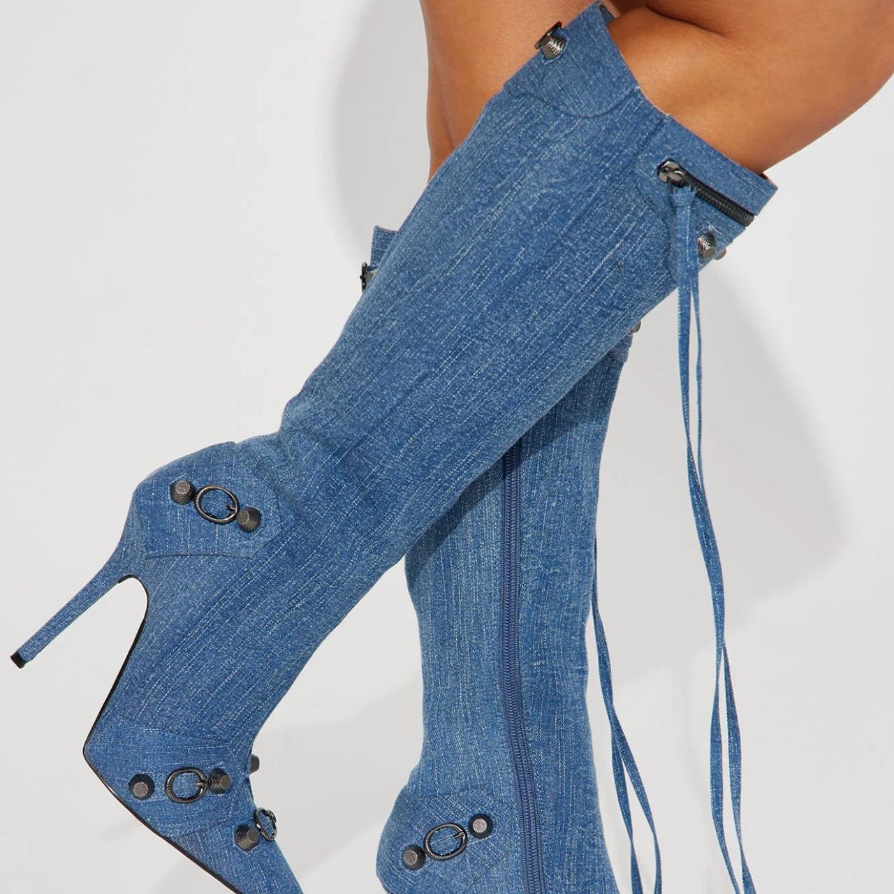 fashion nova denim heels worn once