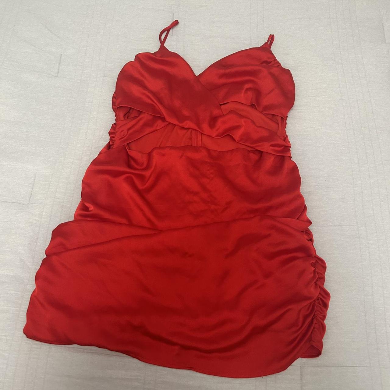 Red satin cut out dress Size xxl #red #satin... - Depop