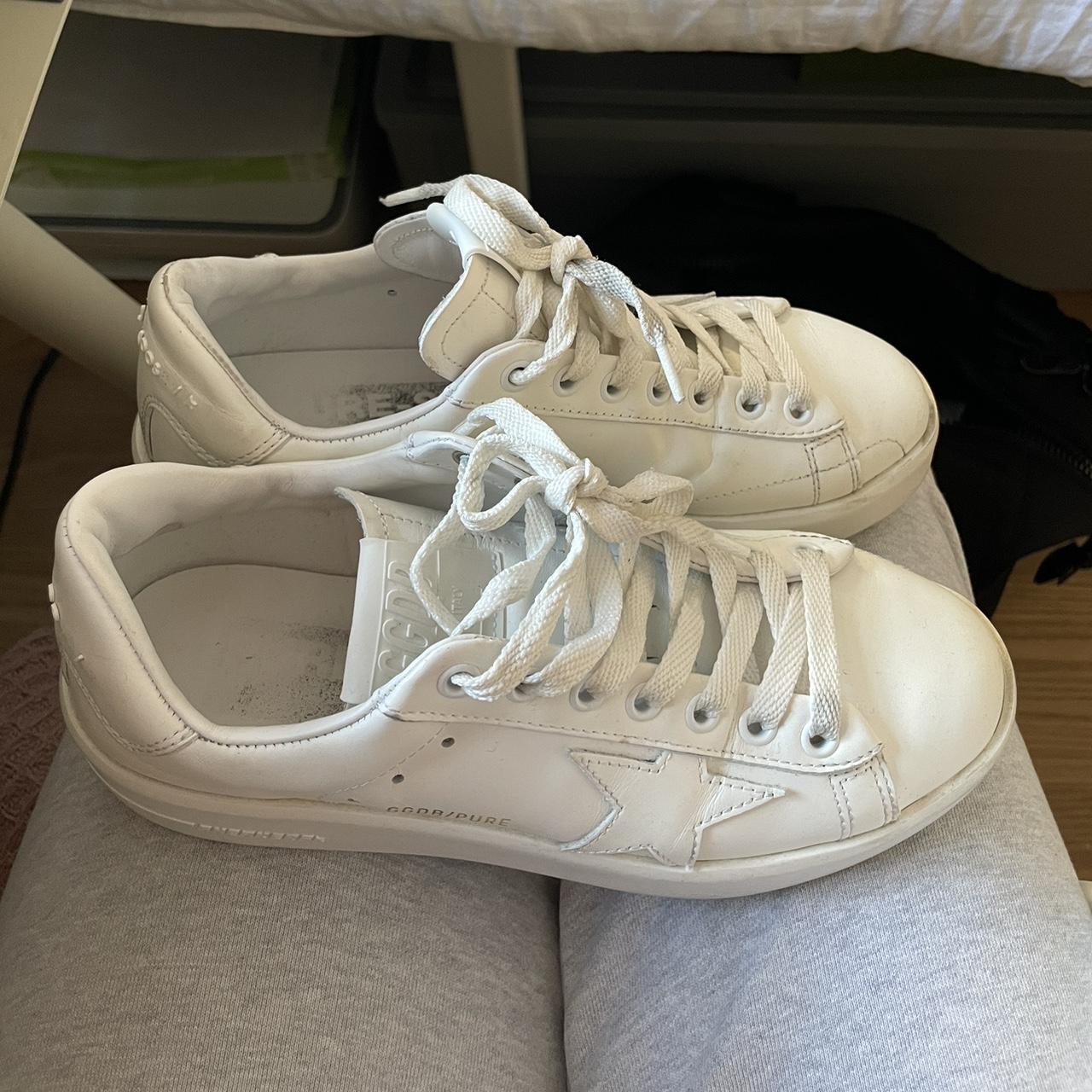 Golden Goose all white leather sneaker Size 6 Great... - Depop