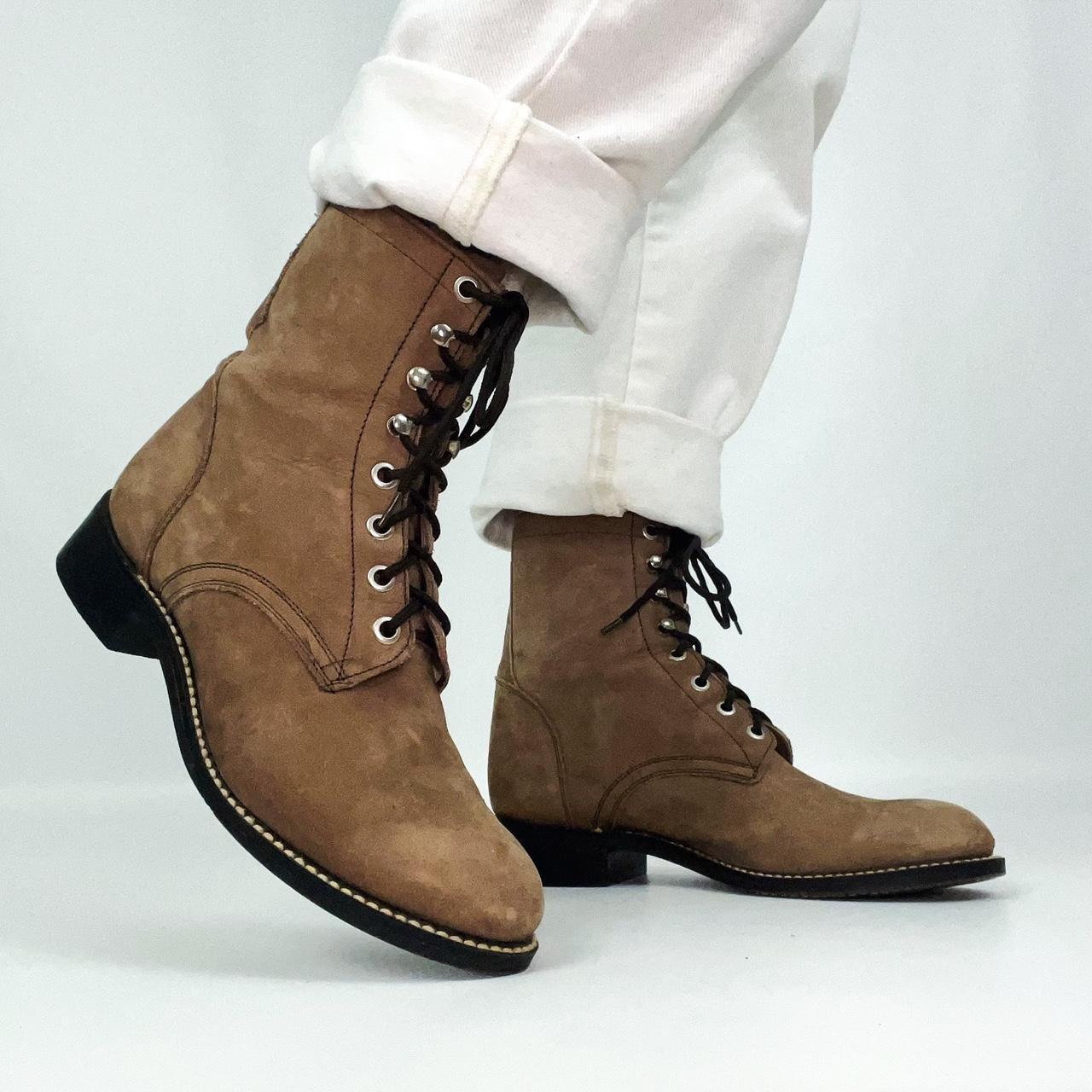 Vintage justin lace up sale roper boots