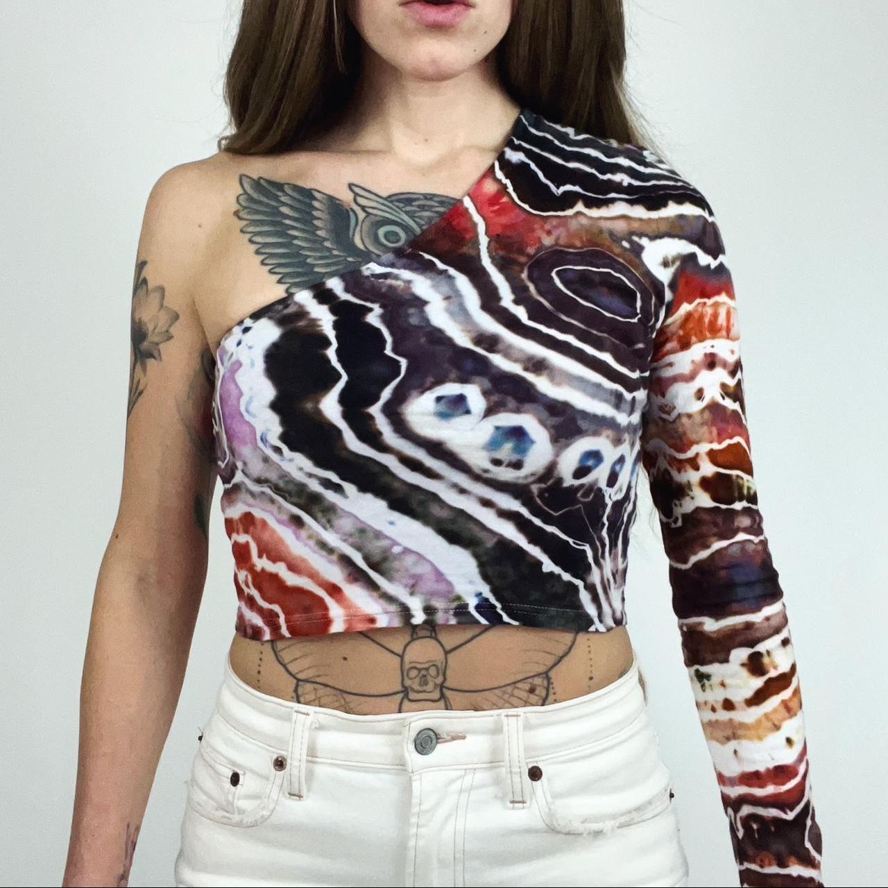 Hand-Dyed Geode cheapest One-Shouldered Crop Top