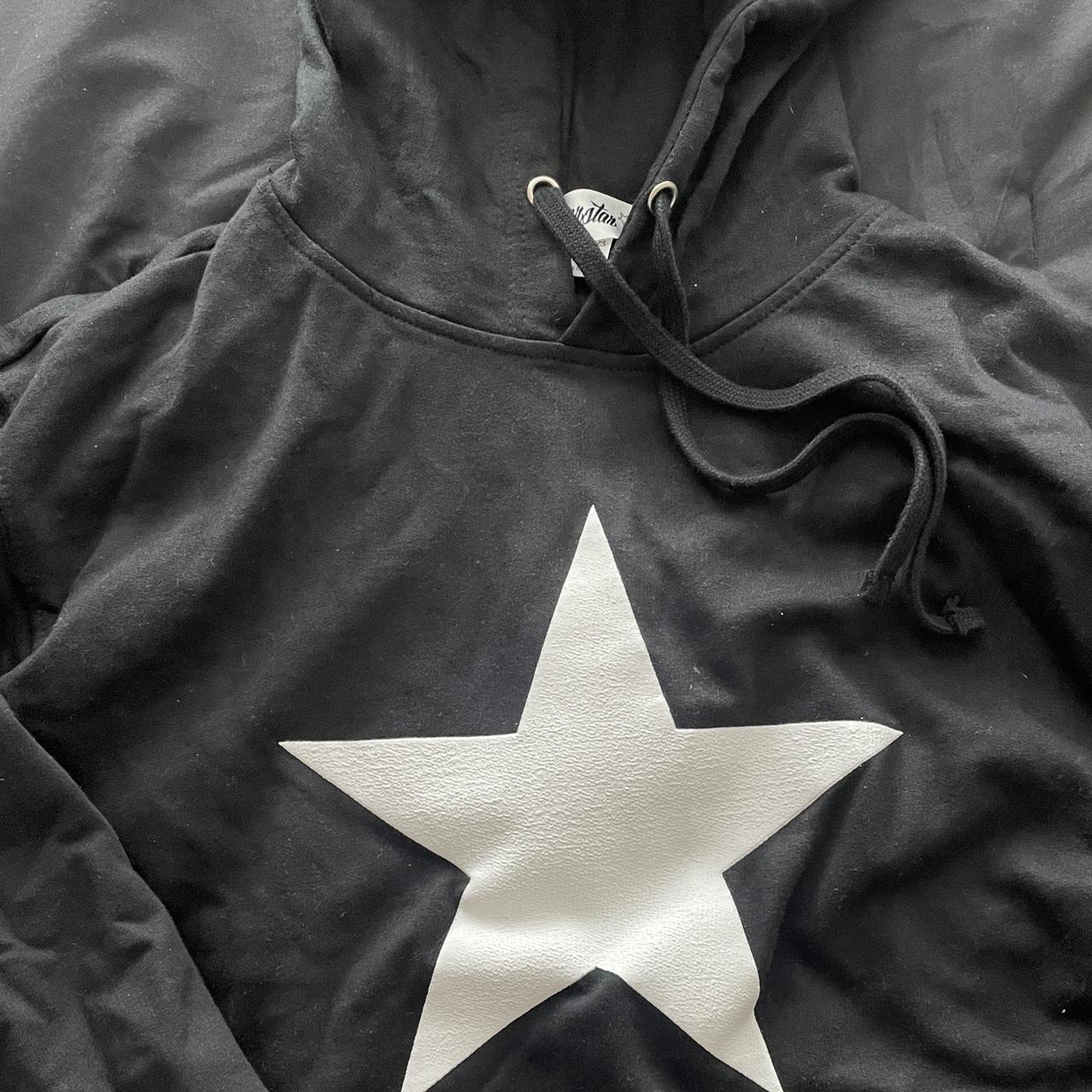 Black Hoodie with Star Decal - Depop