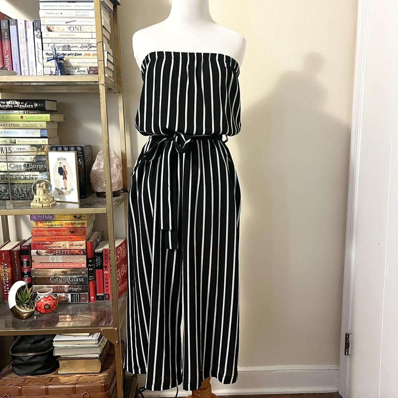 Strapless jumpsuit striped online