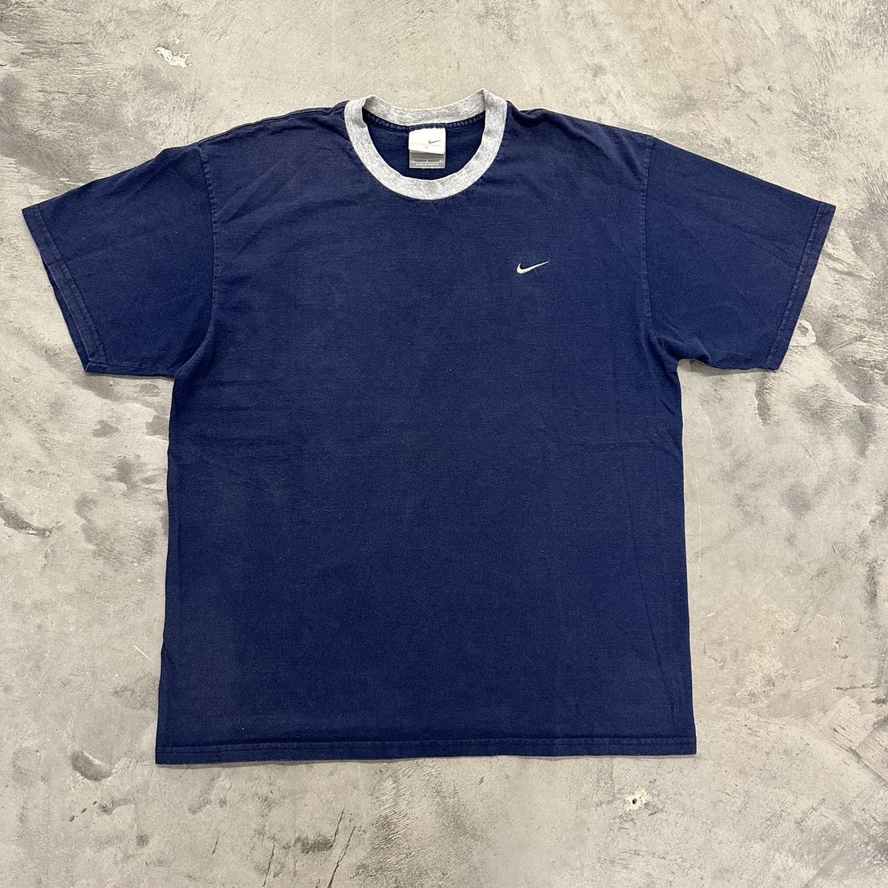 Nike Men's Navy and Grey T-shirt | Depop