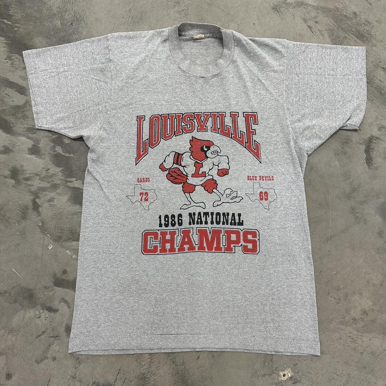 Vintage Louisville Cardinals 1986 National Champs T Shirt / 