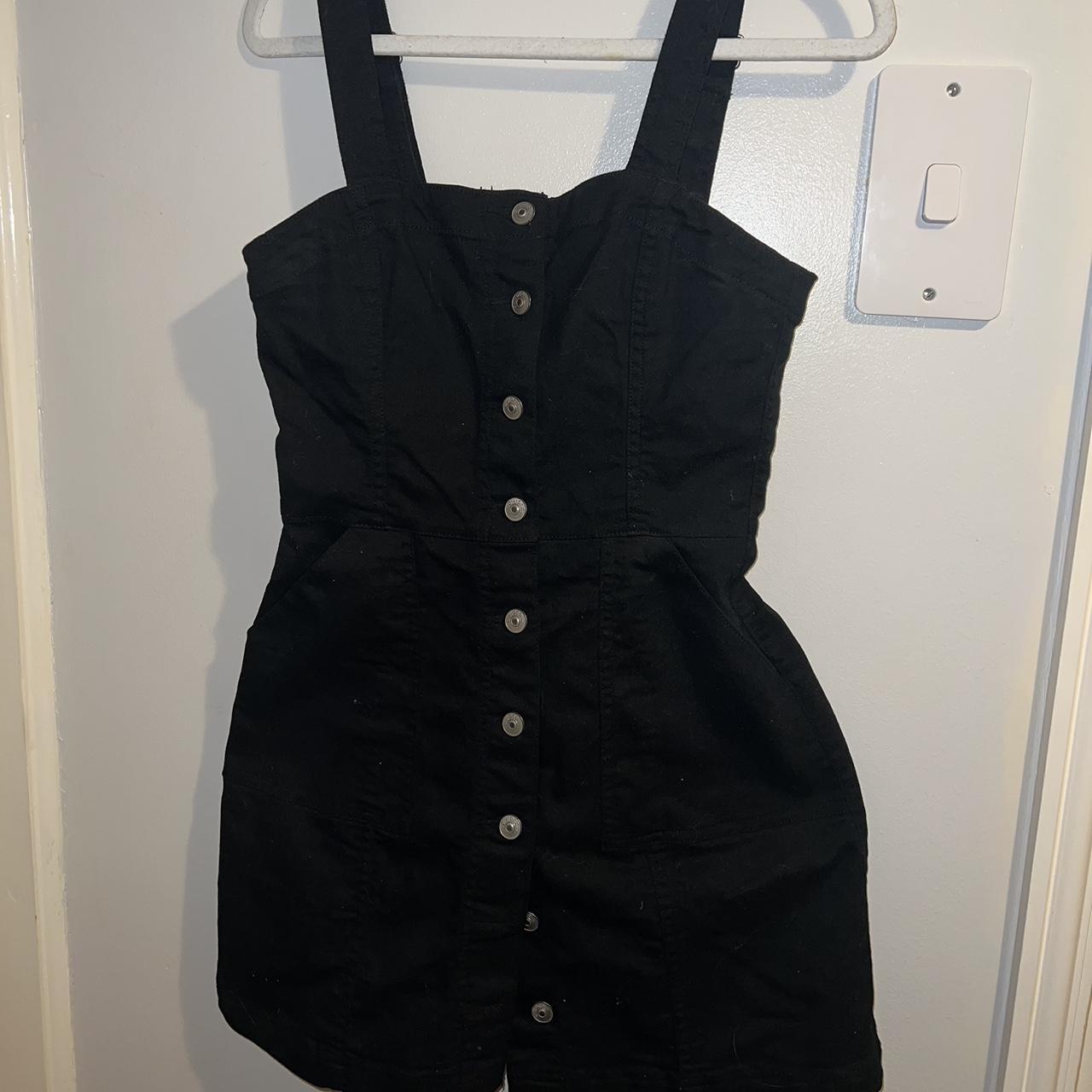 H&M Black Denim Buttondown Mini Dress Size UK... Depop