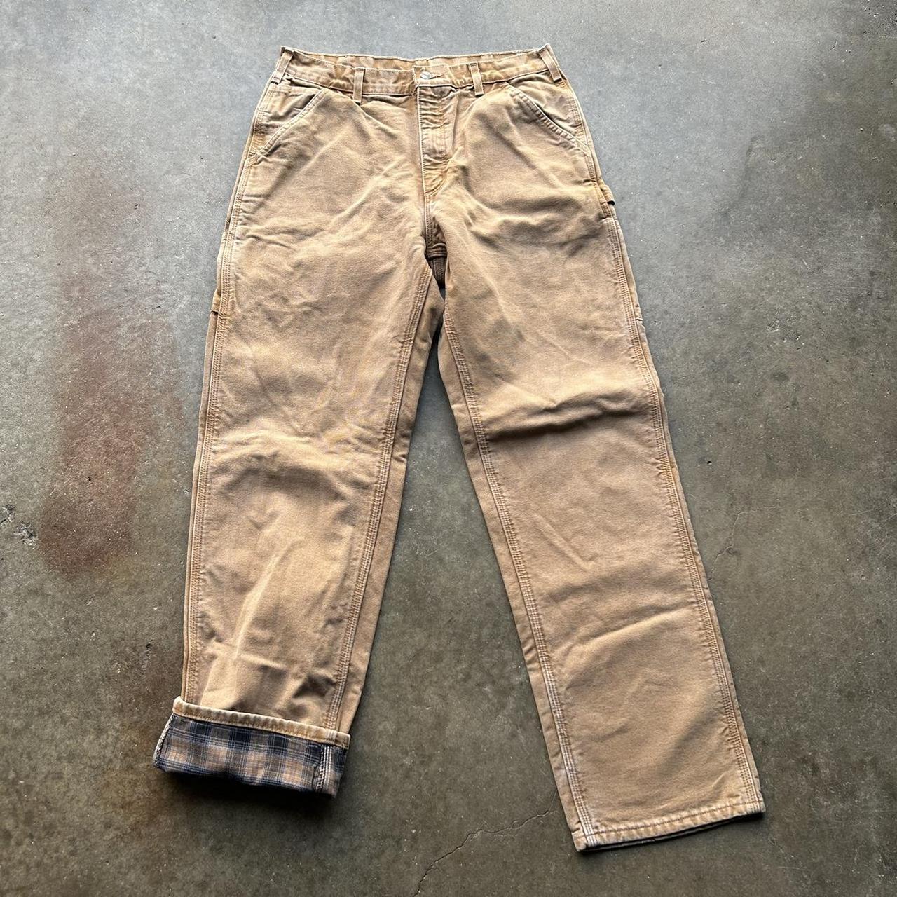 Carhartt flannel lined carpenter work pants Tagged... - Depop