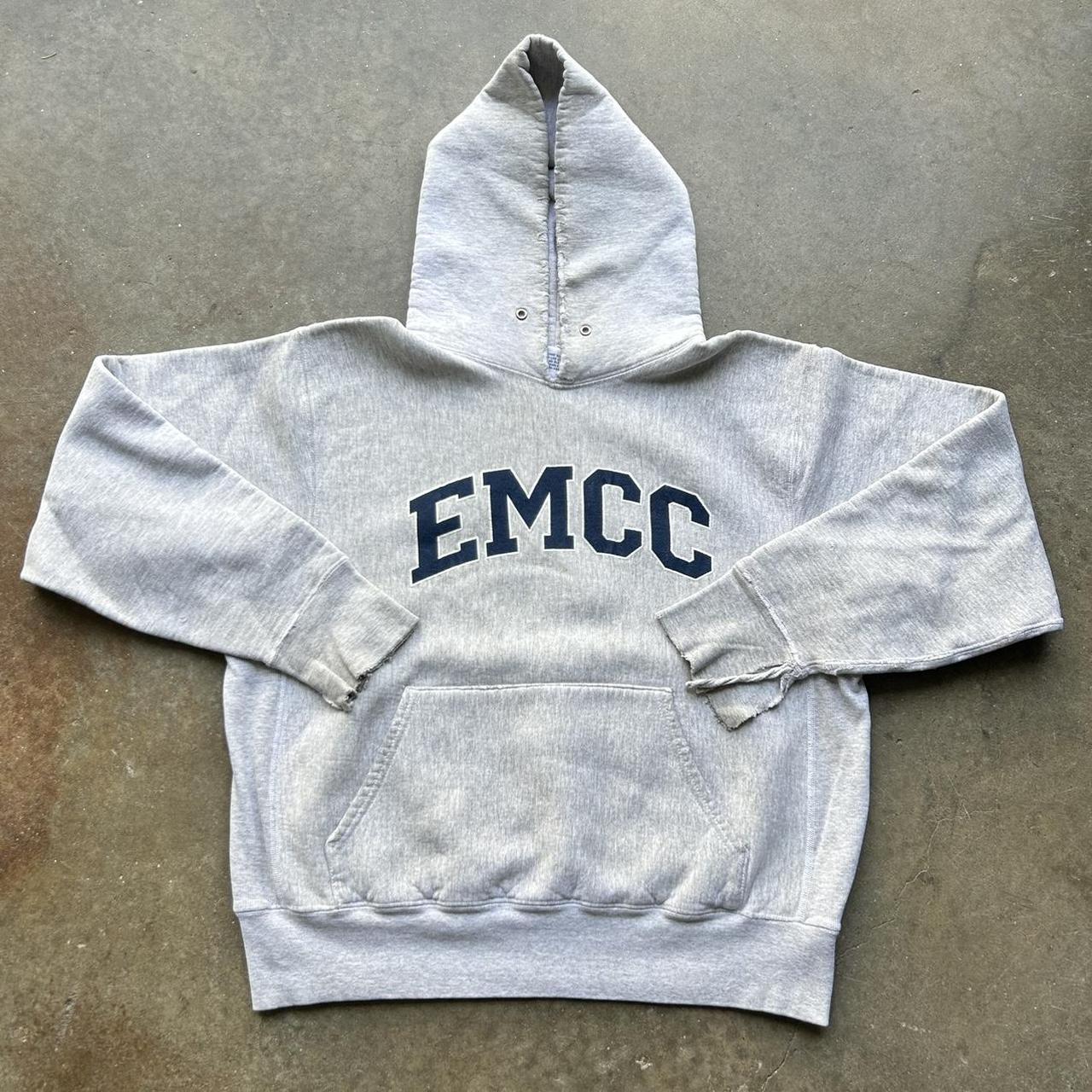 Vintage 90s EMCC distressed college hoodie Depop