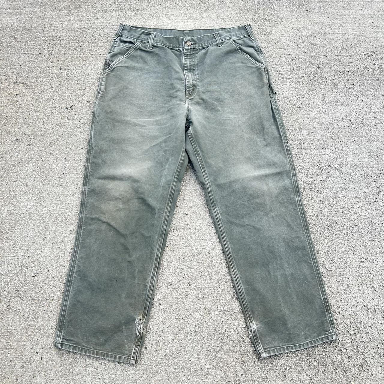 Carhartt carpenter work pants green Size 38x32... Depop