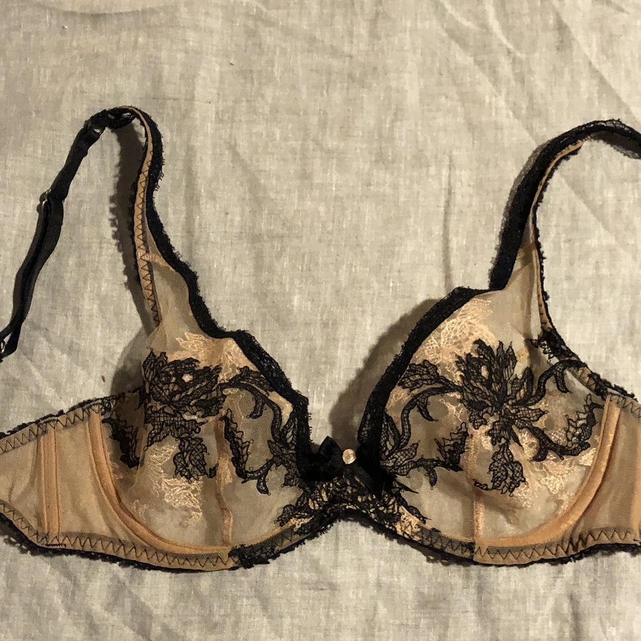 Agent Provocateur Women's Tan and Black Bra | Depop