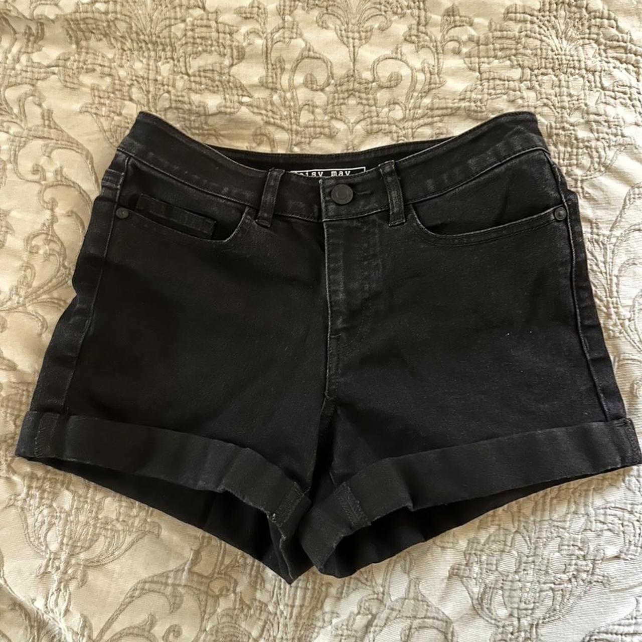 Stretch black jean shorts. Size XS. Work once or... - Depop