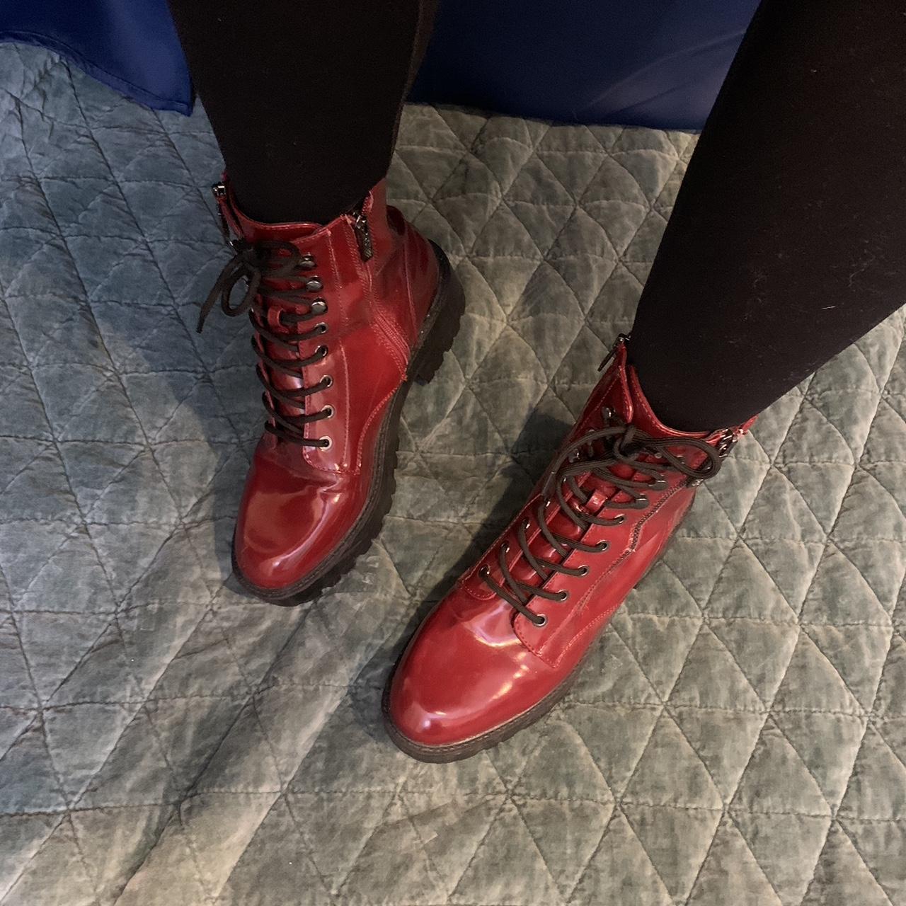 guess red combat boots