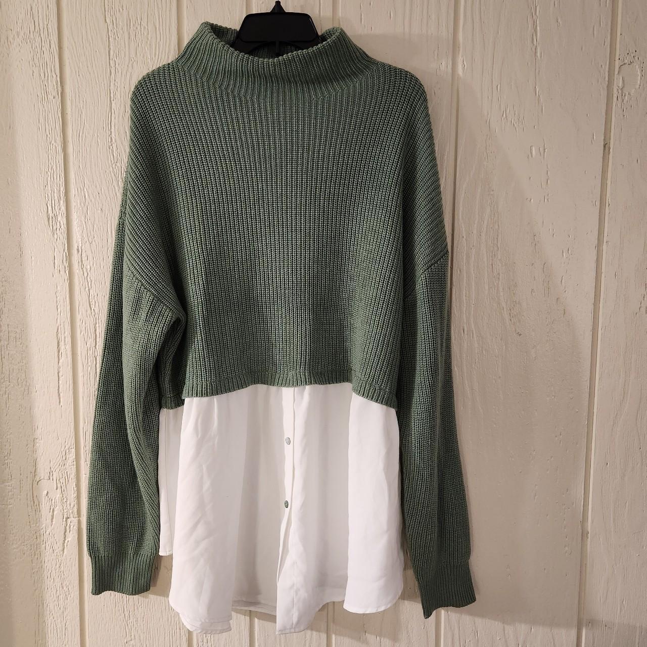 Buffalo David Bitton Women S White And Green Jumper Depop