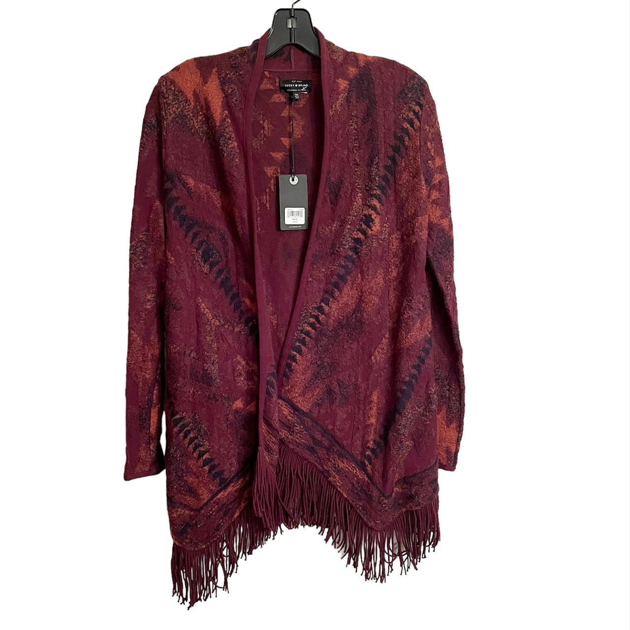 Lucky Brand NWT Fringe Brushed Knit Cardigan Boho - Depop