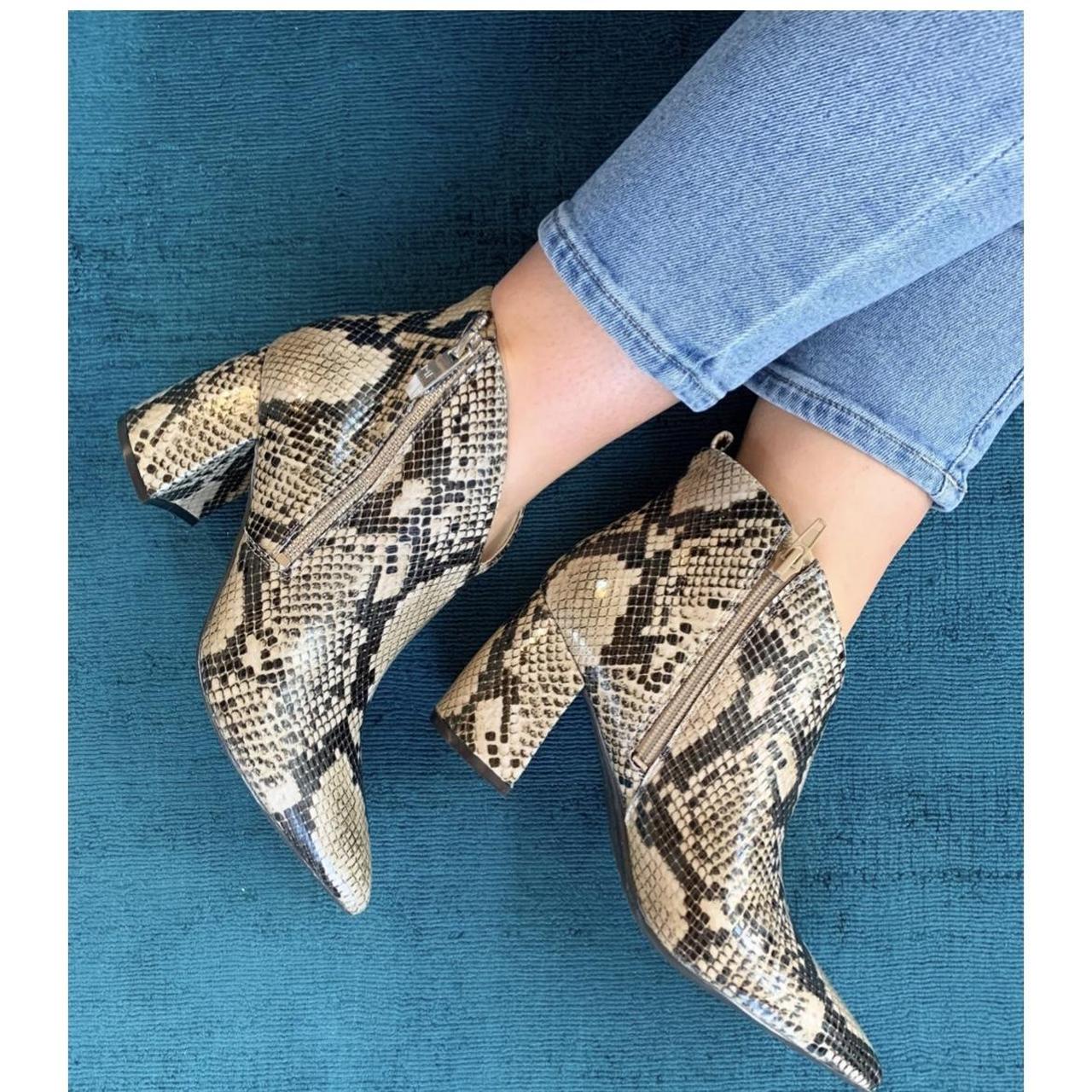 Marc Fisher Retta Leather Snakeskin Pattern Booties