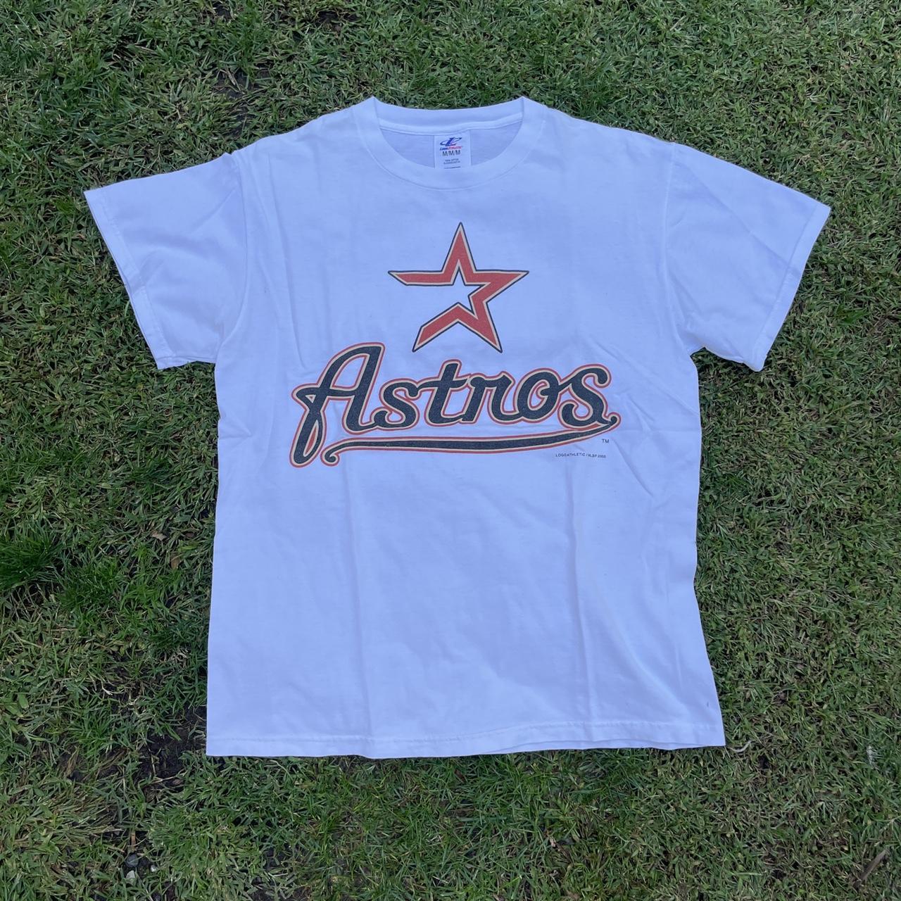 Vintage Huston astros white logo tee Size: M (fits... - Depop