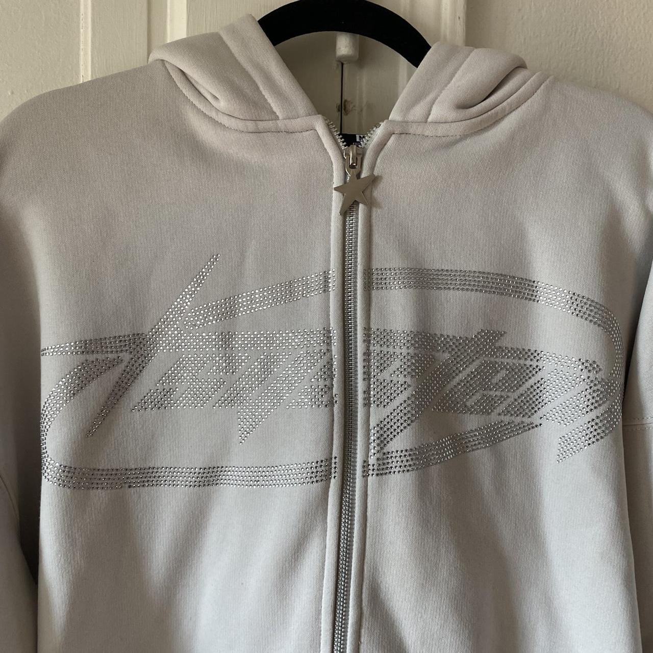 FSBN New Yorker Bedazzled Zip-up Hoodie Oversized | Depop