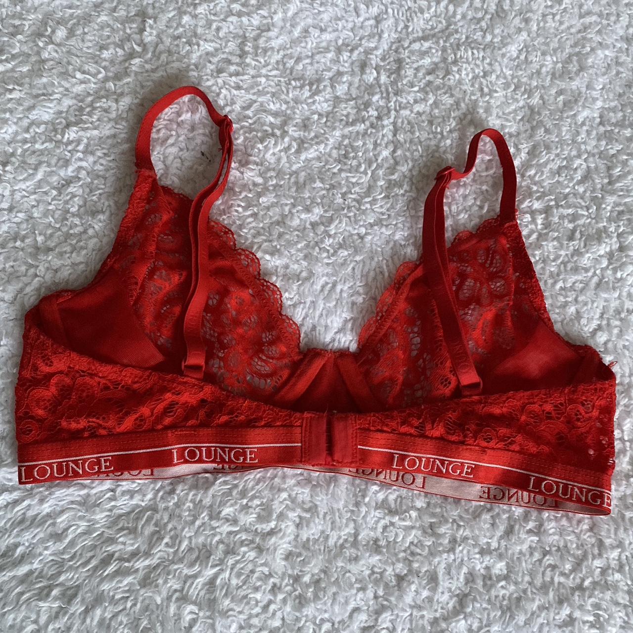 Red satin and lace bra set Lounge underwear - Depop