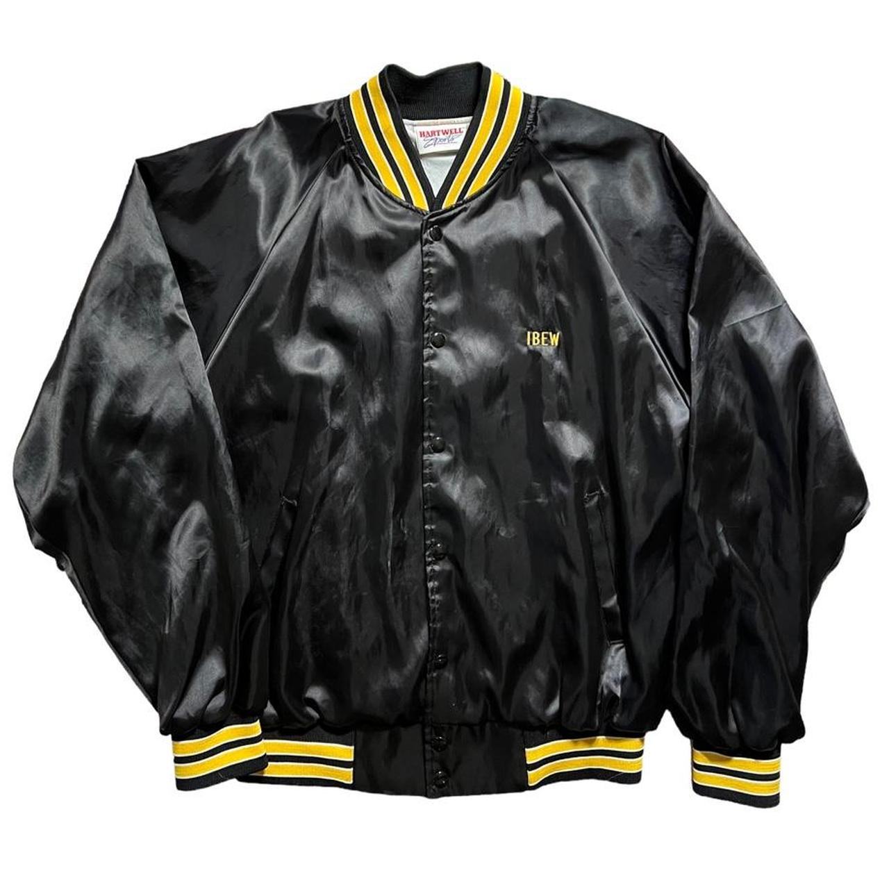 American Vintage Men's Black and Yellow Jacket Depop