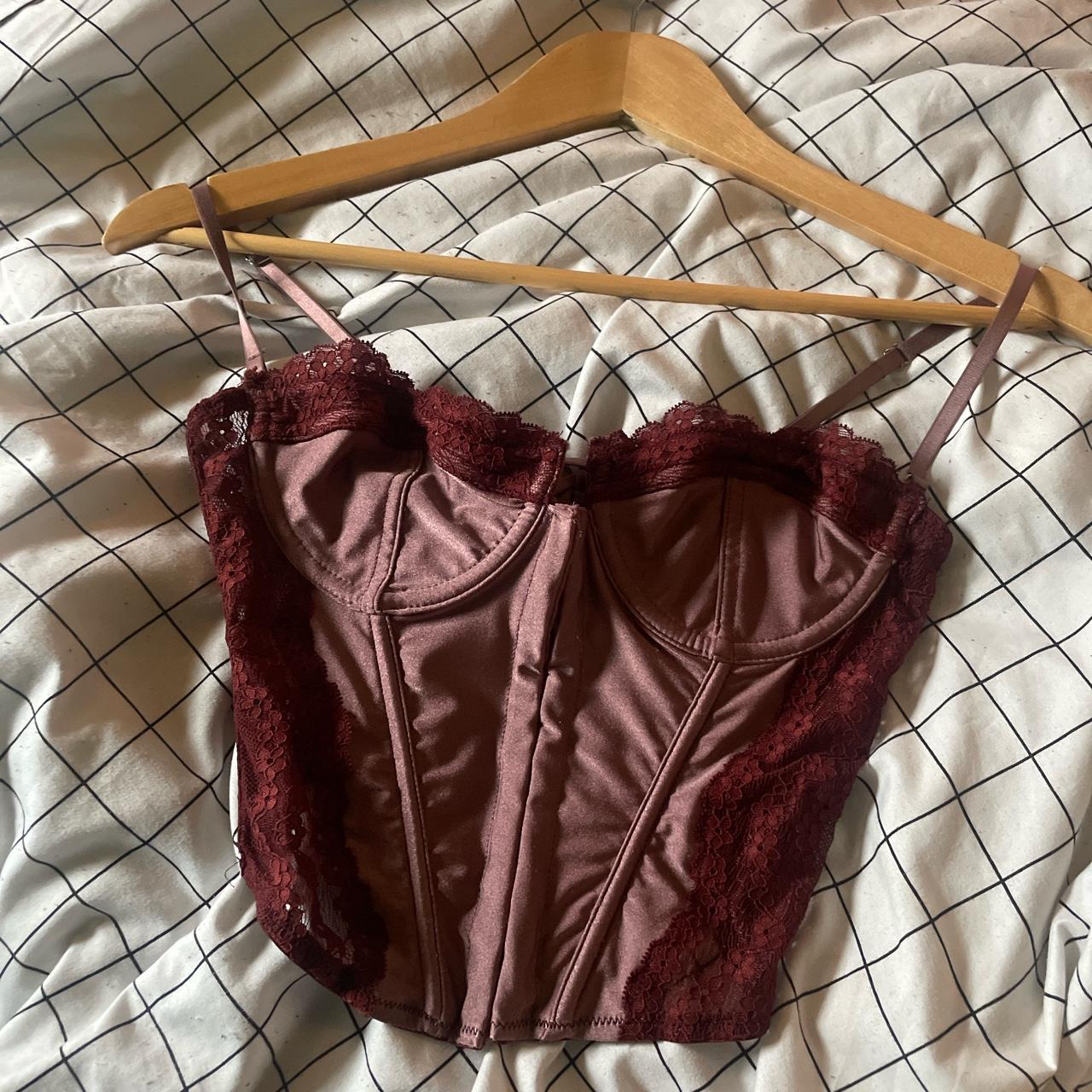 Urban Outfitters Women's Red and Burgundy Corset Depop