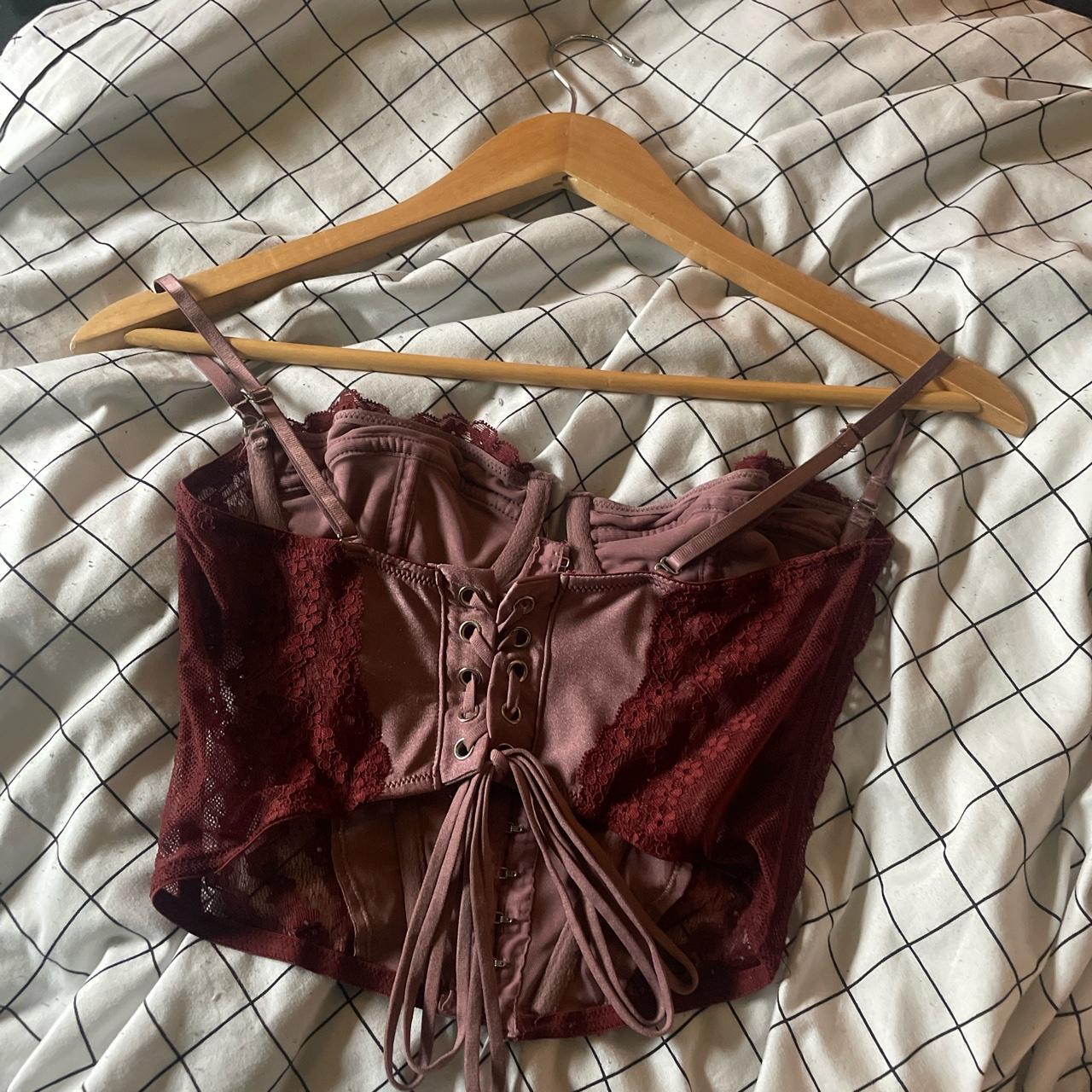 Urban Outfitters Women S Red And Burgundy Corset Depop