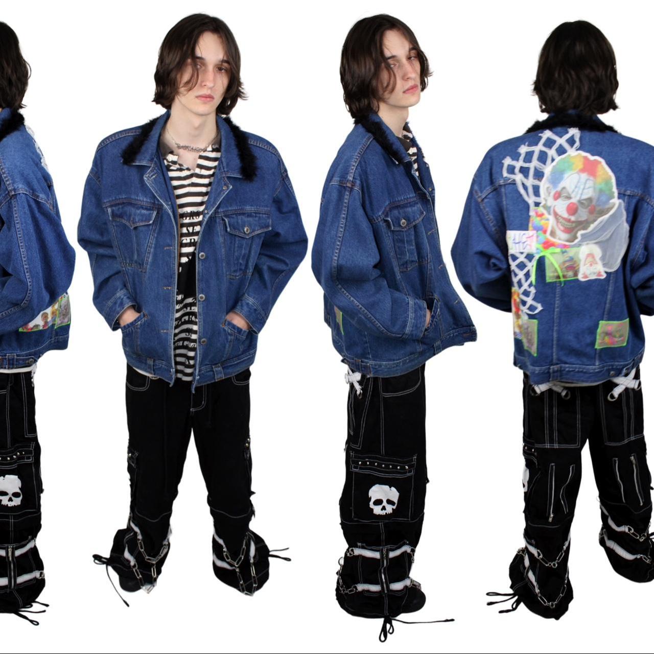 Clowning around denim jacket🤡 one of a kind,... - Depop