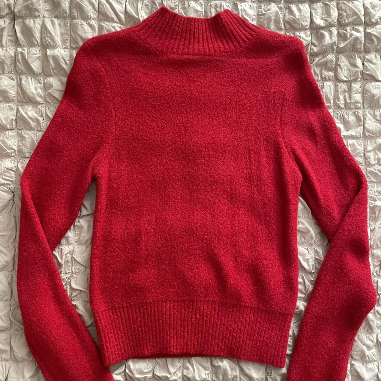 red mock turtleneck sweater long sleeve, slim fit,... - Depop