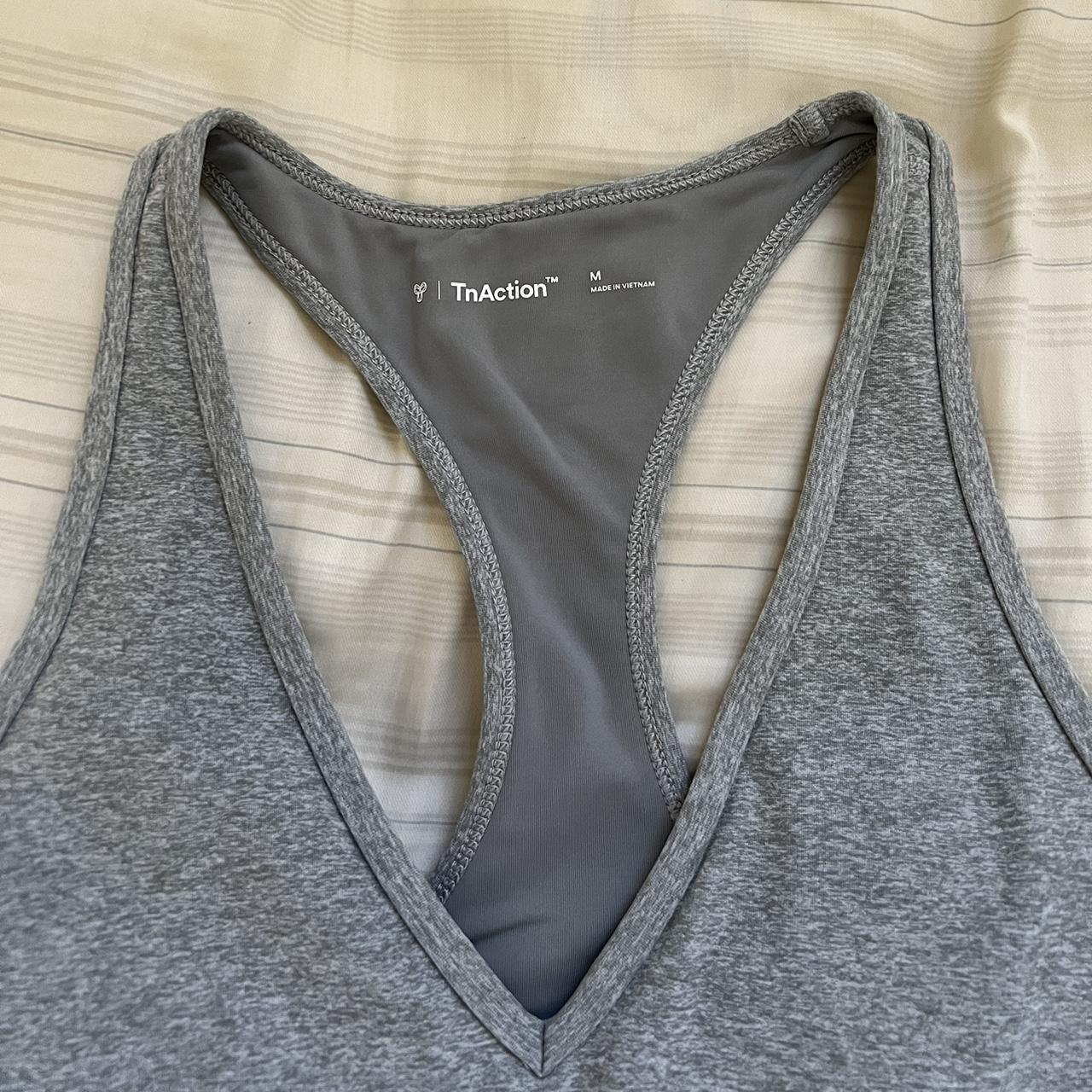 Aritzia TNA dark grey v neck razor back sports bra. - Depop