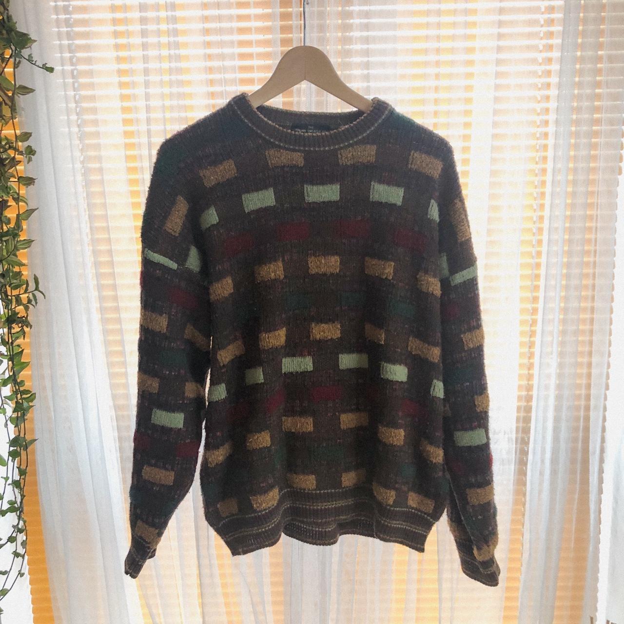 Vintage “Italian Company” Knit Jumper Colourful... - Depop