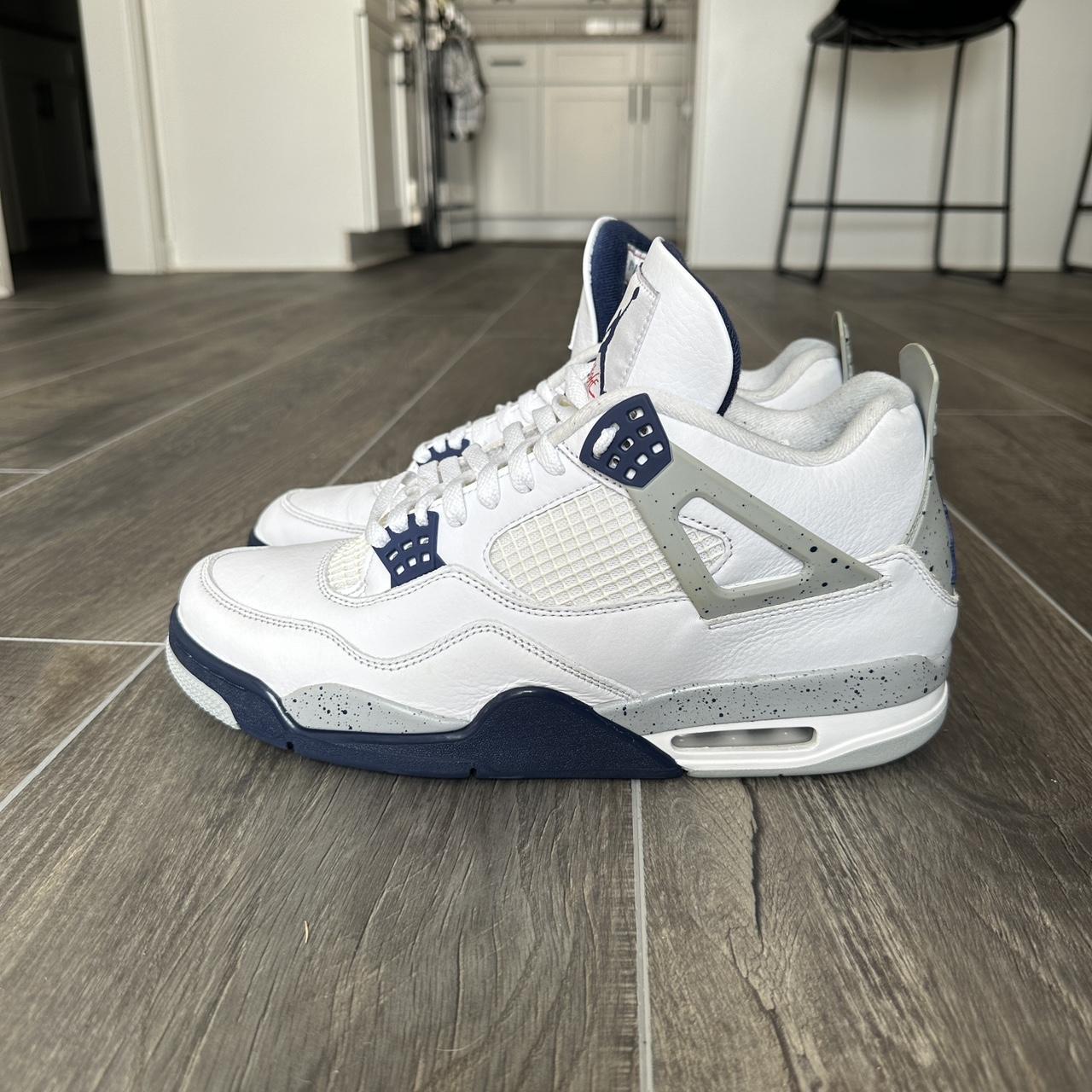 12 Jordan 4 Retro Midnight Navy Military Blue Black... - Depop