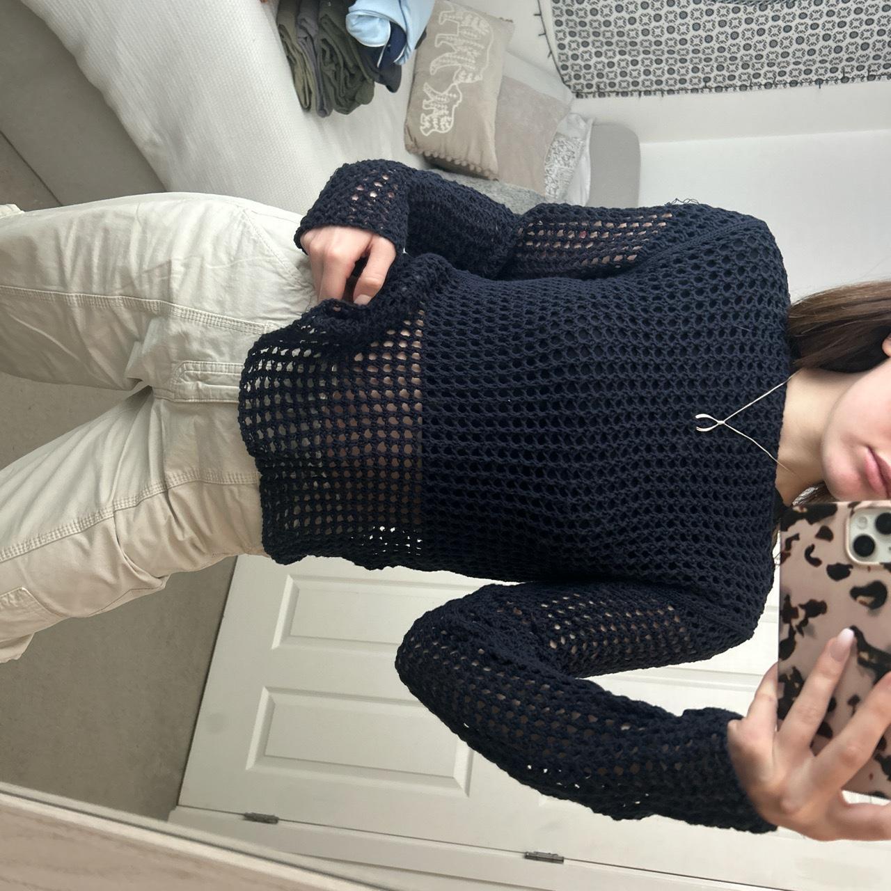 Urban Outfitters Crochet Jumper Navy Worn twice,... Depop