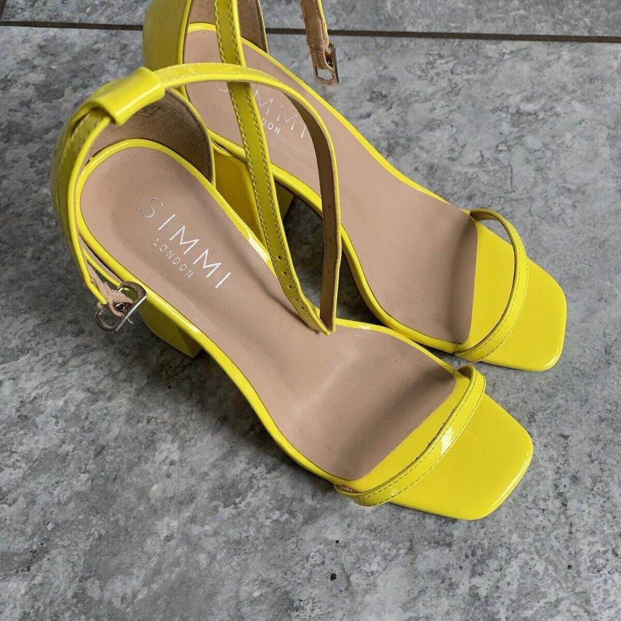 Simmi London Neon Yellow 90s Strappy Block Heel... - Depop