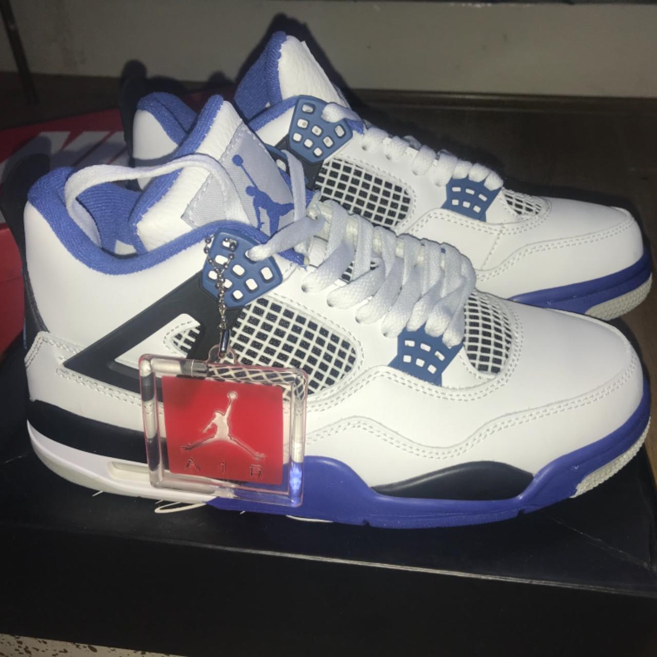 New woman Jordan 4s Motorsports (blue and... Depop