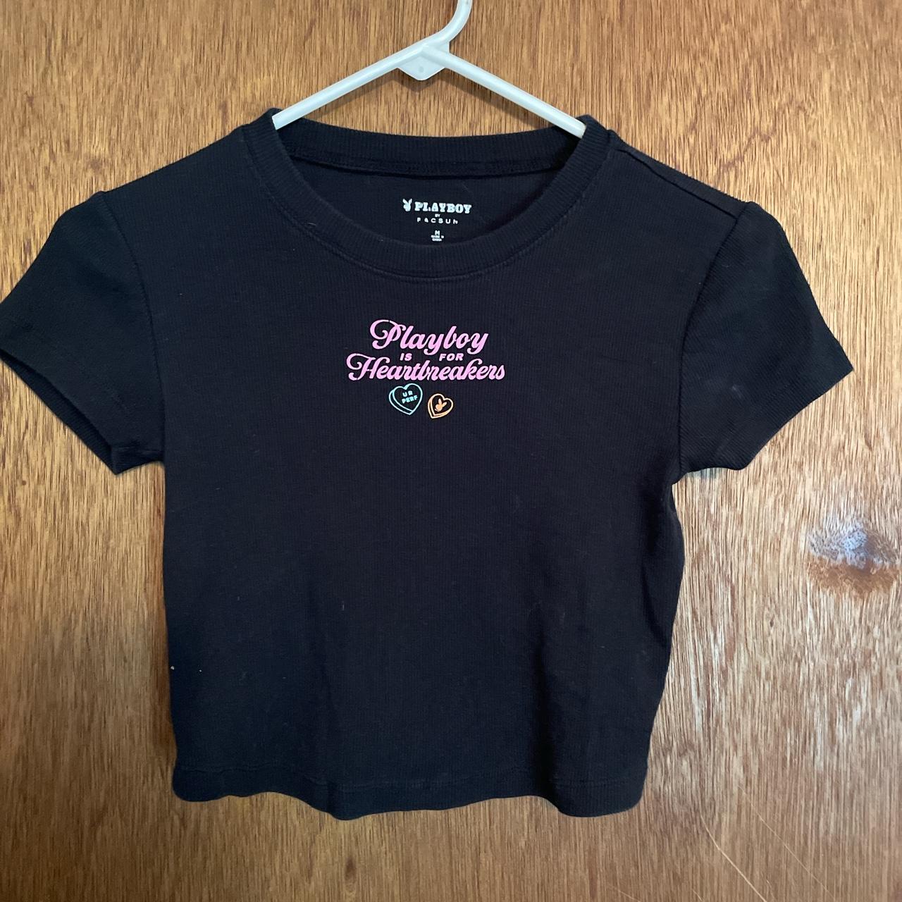 PacSun Women's Black and Pink Crop-top | Depop