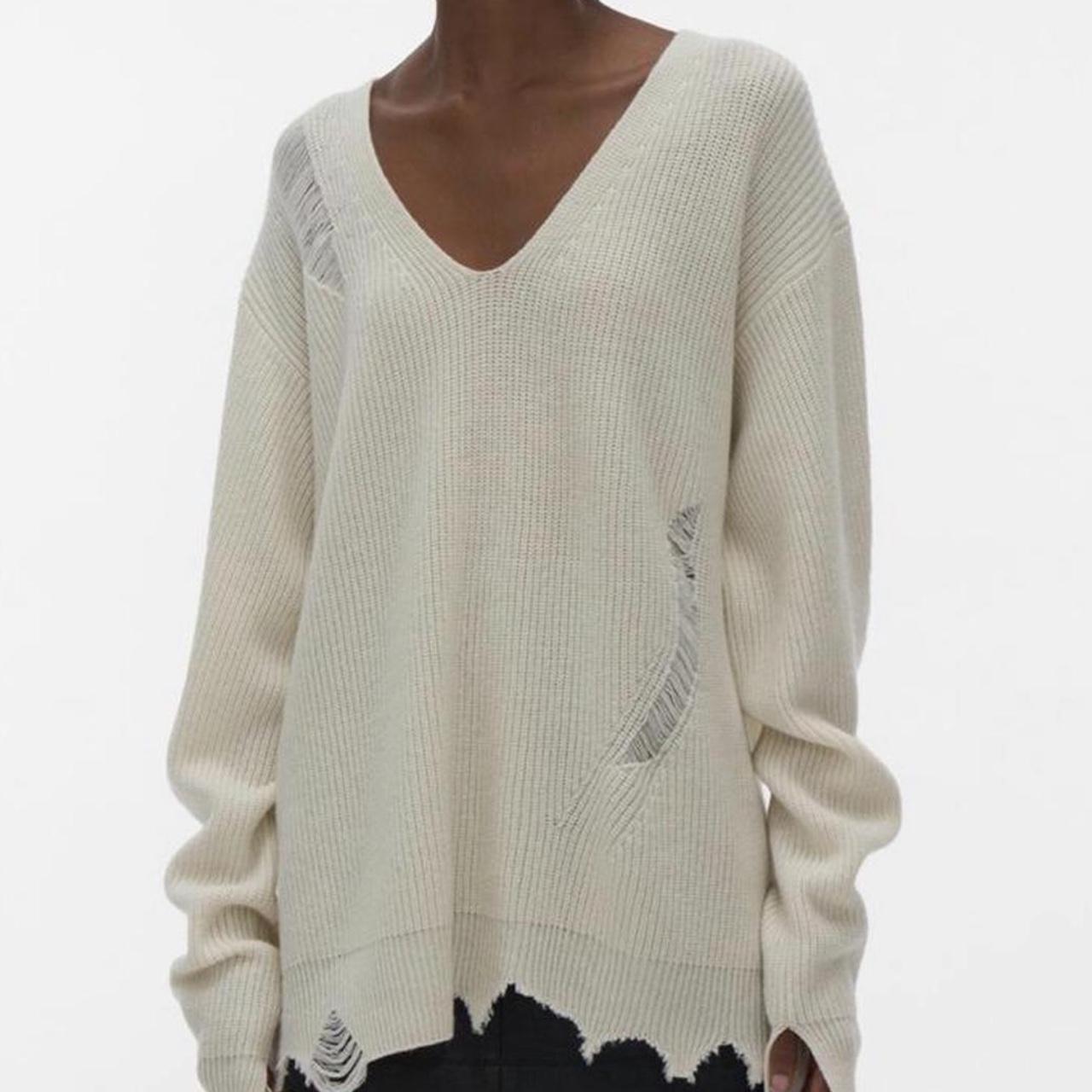 Helmut lang distressed v neck sweater hotsell