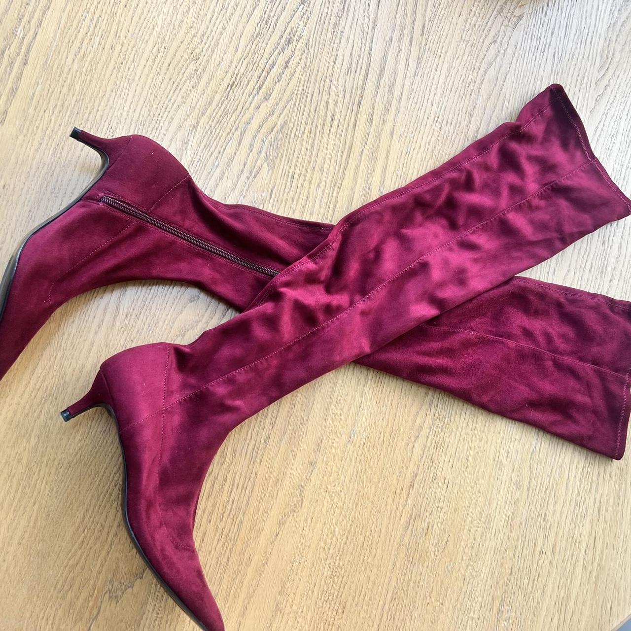 Red over the knee boots zara on sale