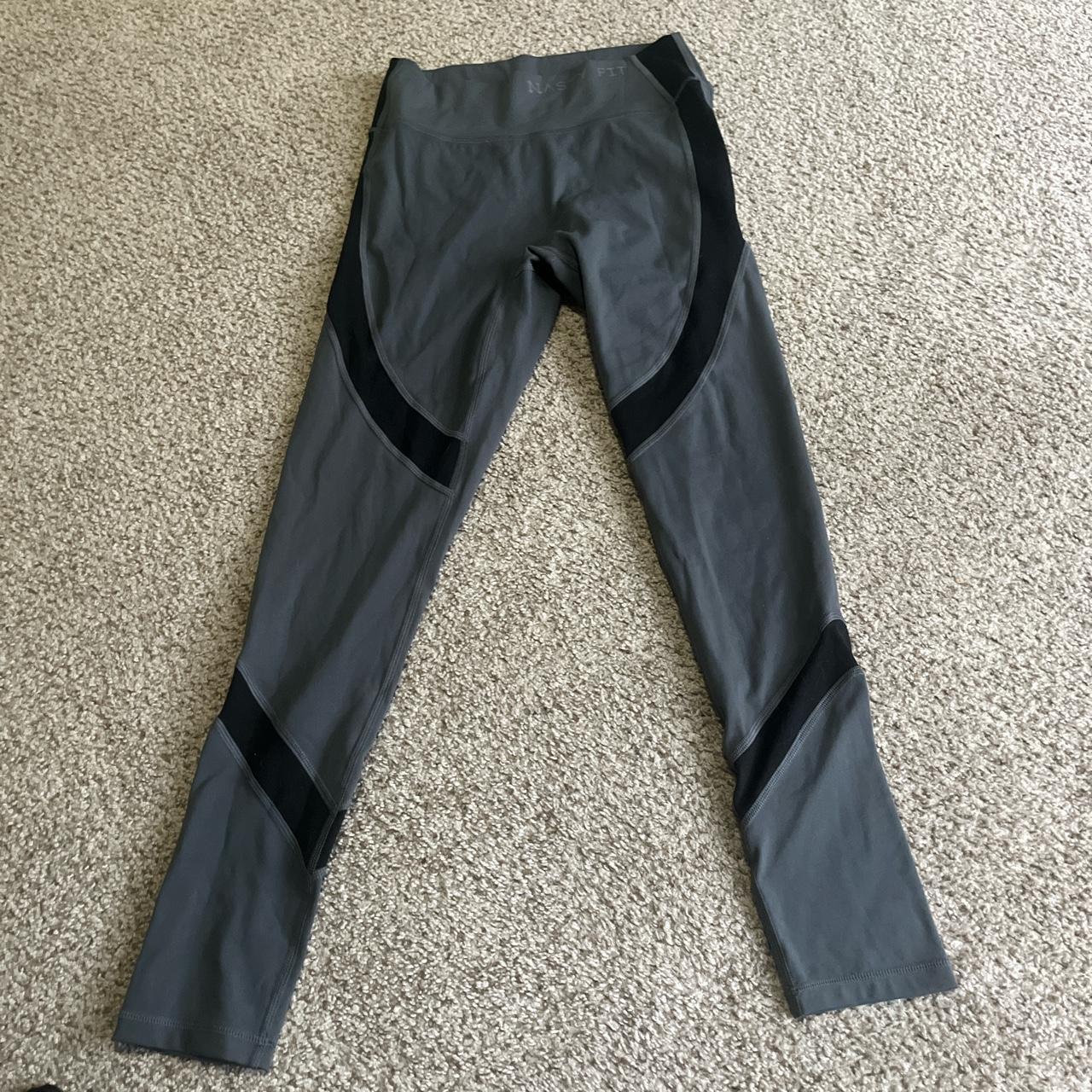 Pre-owned black pop fit leggings. Mesh inlay is in - Depop