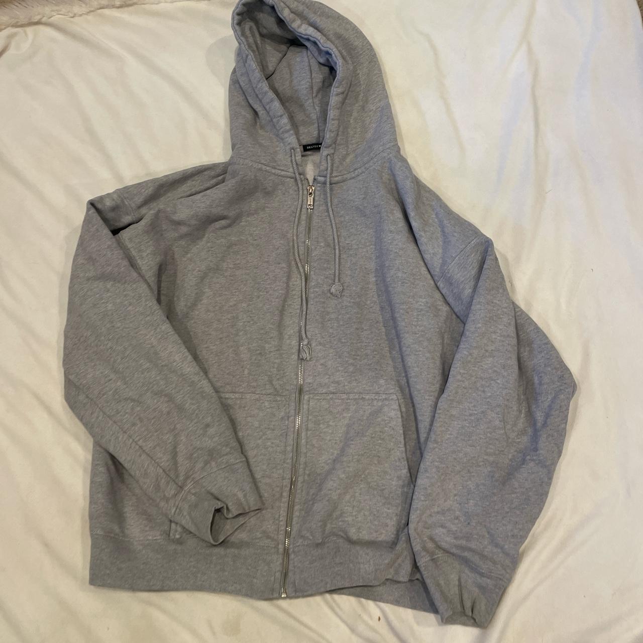 grey brandy Melville zip up has some pilling inside... - Depop