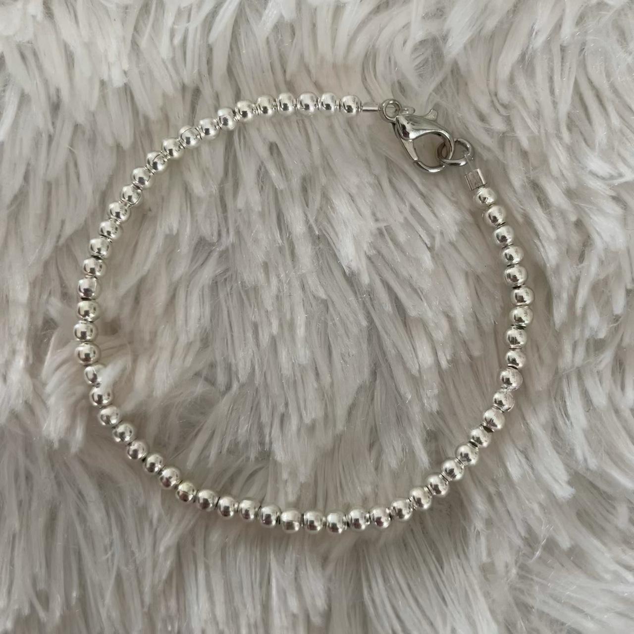 Silver Beaded Bracelet This 3mm silver beaded... - Depop