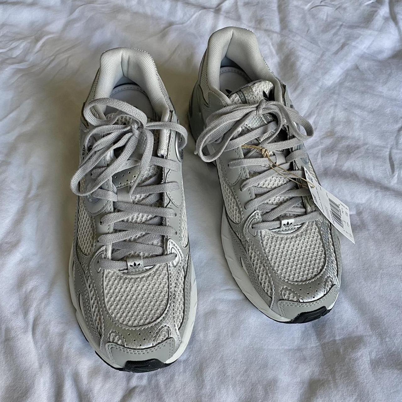 Adidas Women's Grey and Silver Trainers | Depop