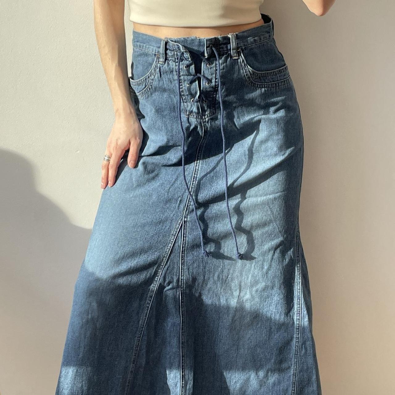 Women's Blue and Navy Skirt | Depop