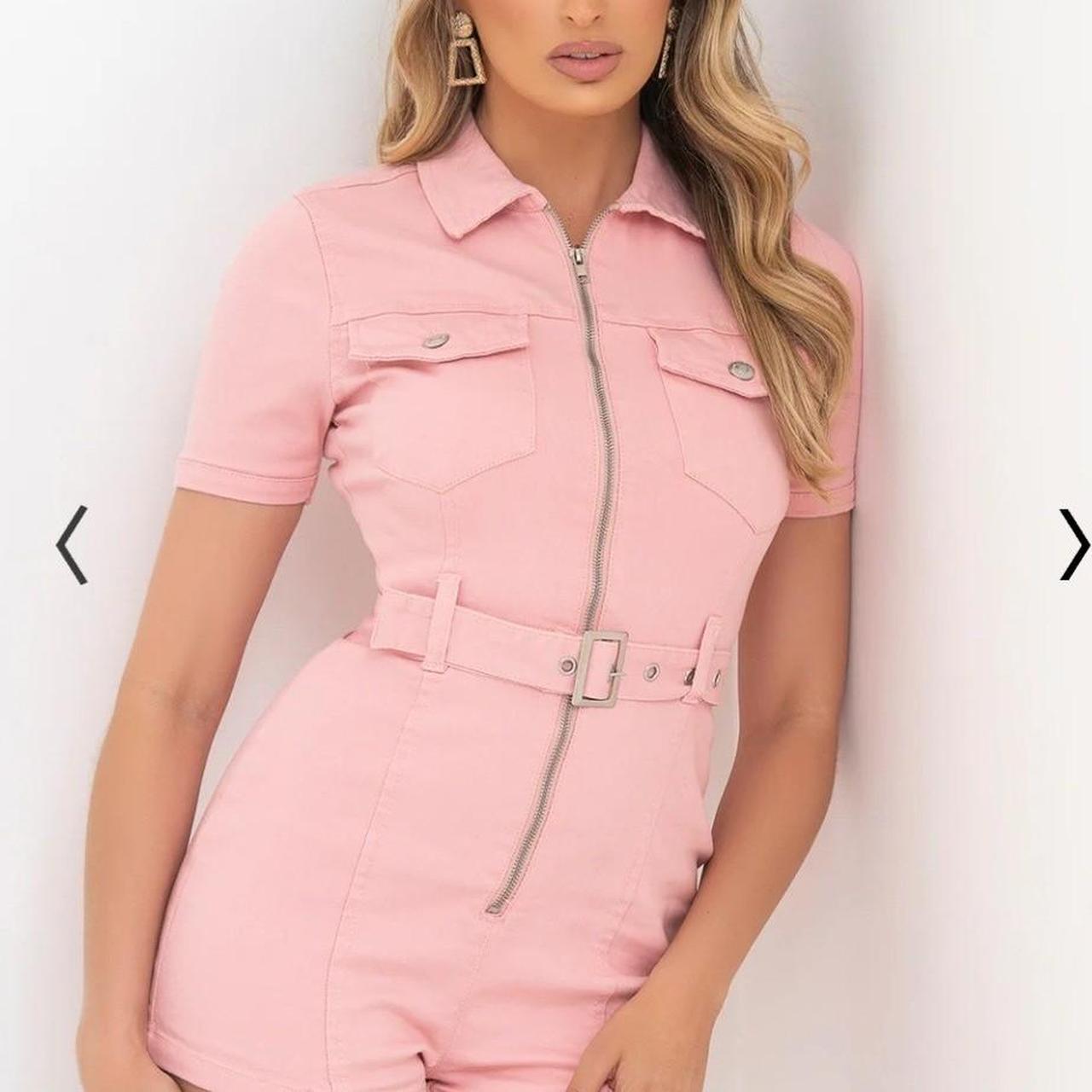 Pink playsuit denim online