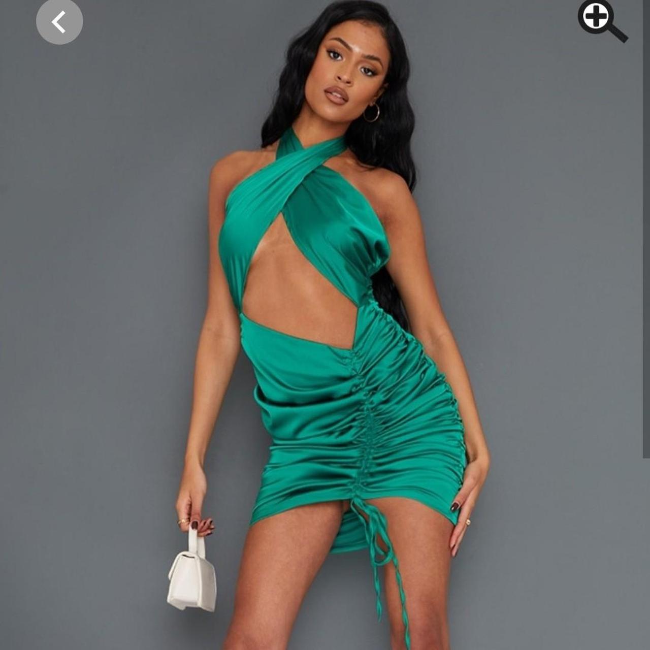 PLT green crossover underbust dress Emerald green. Depop