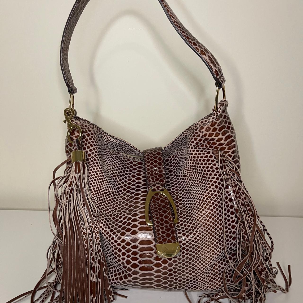 G.I.L.I Leather Snake Print Hobo Tote Shoulder Bag shops Purse