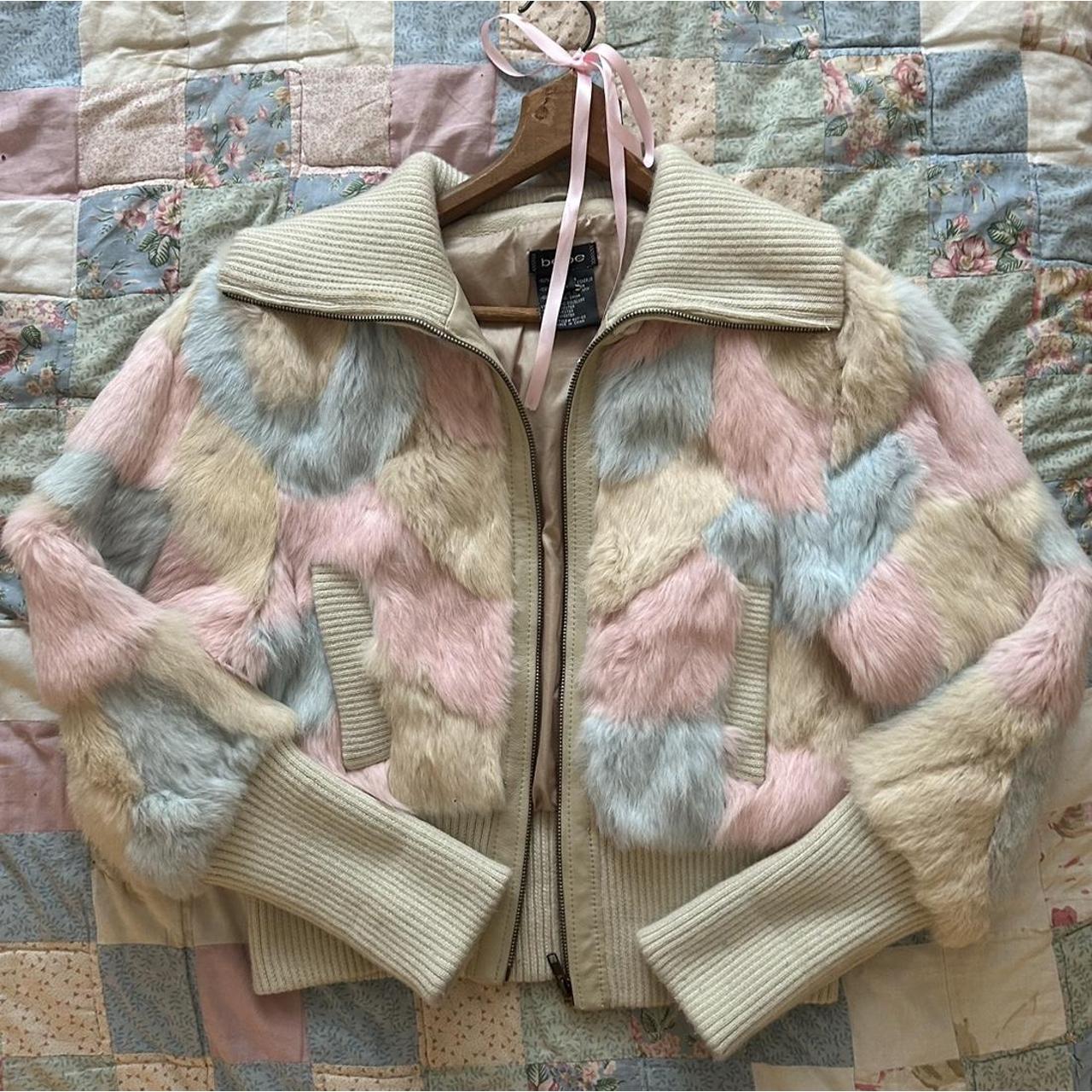 Vintage Bebe Rabbit Fur Multicolor Jacket 🌷 Size:... - Depop