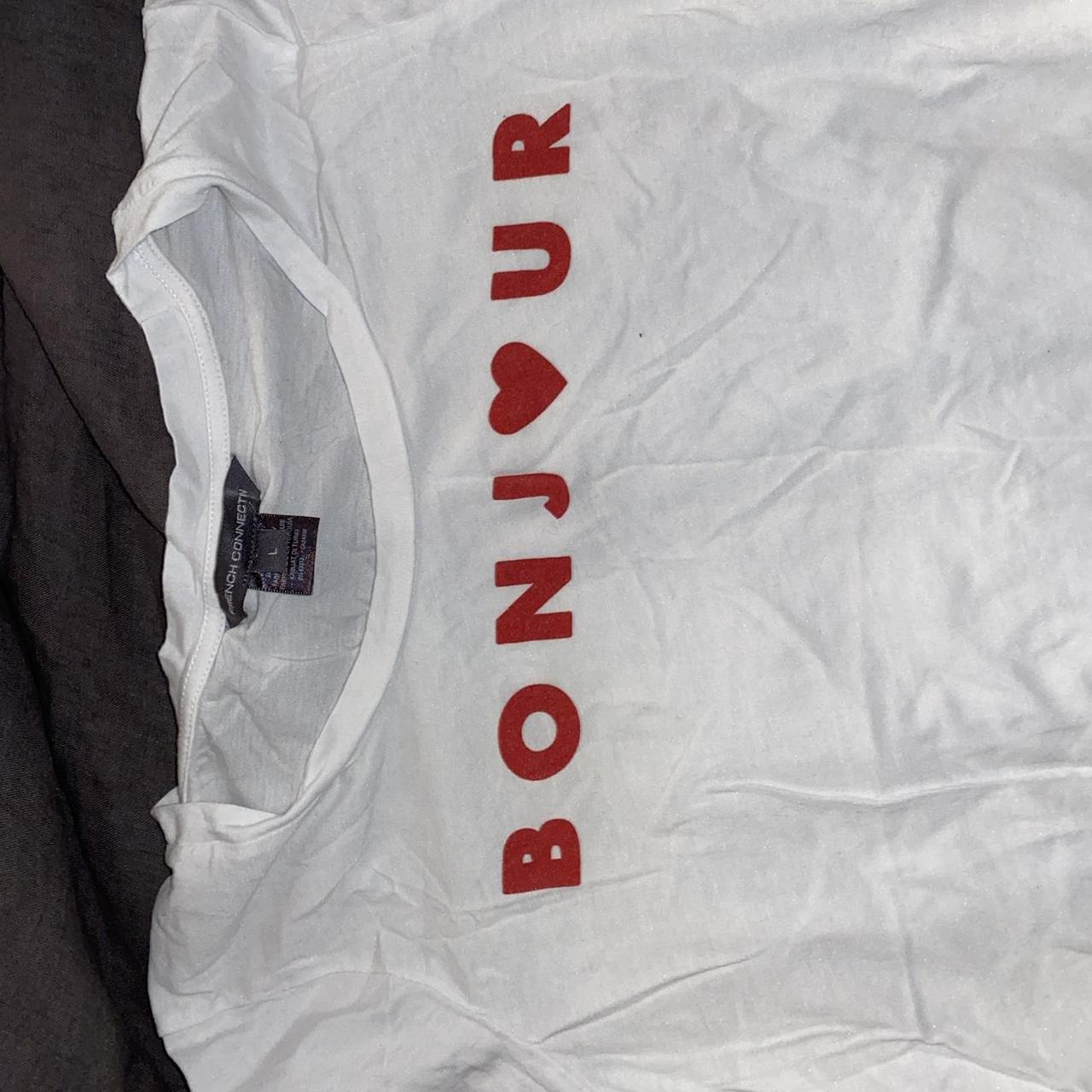 Bonjour French Connection t shirt Large but fits... - Depop