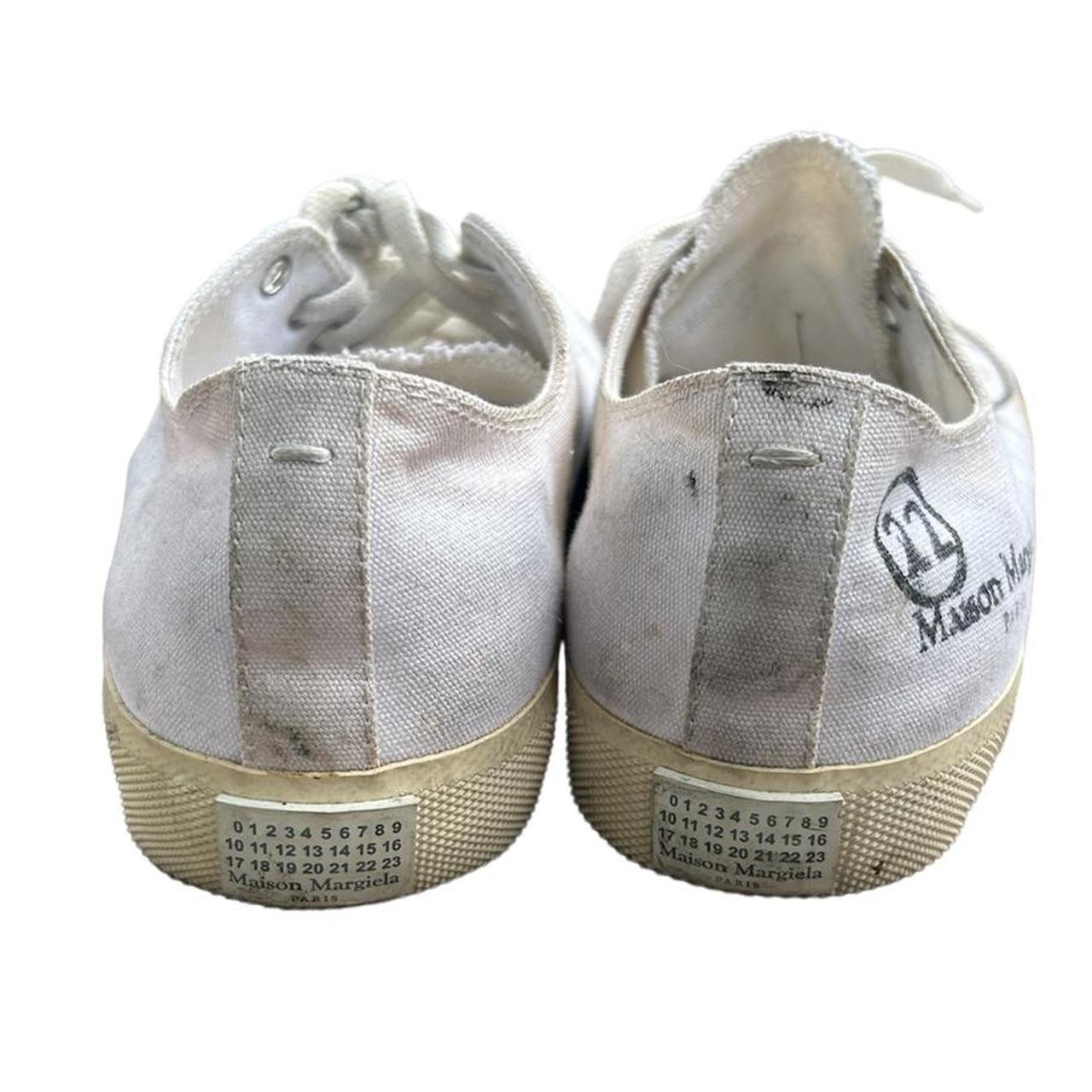 white maison margiela white splatter paint tabi size | Depop