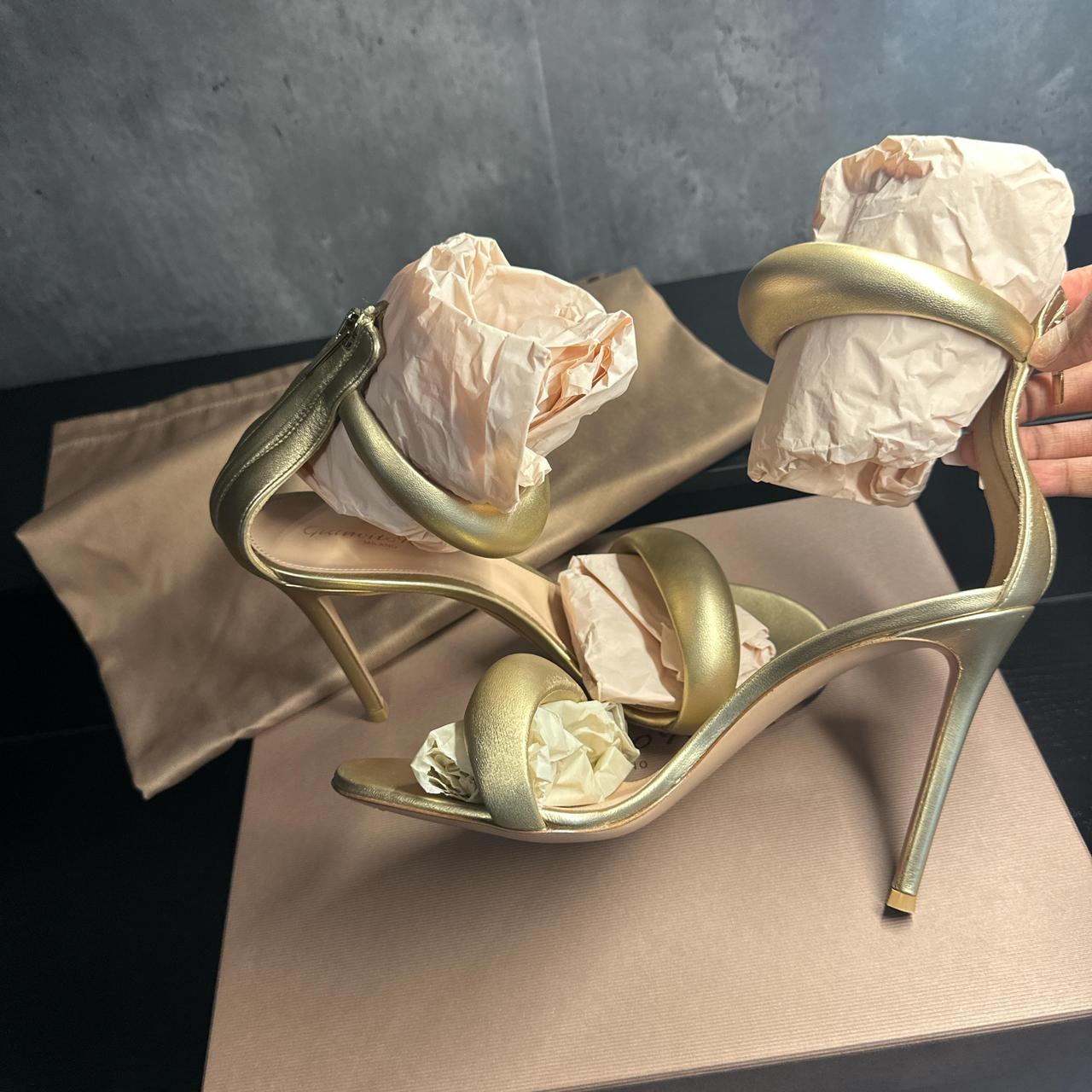Gianvito Rossi Bijoux Gold Heels Purchased for | Depop